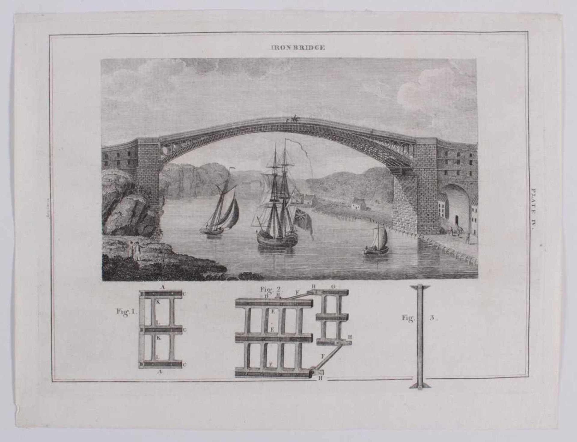 "Brücken" 2 Kupferstiche„Abbildung der Banken Brücke in der Schweiz-Linthal„ von C.R. Thoman aus C. - Bild 5 aus 5