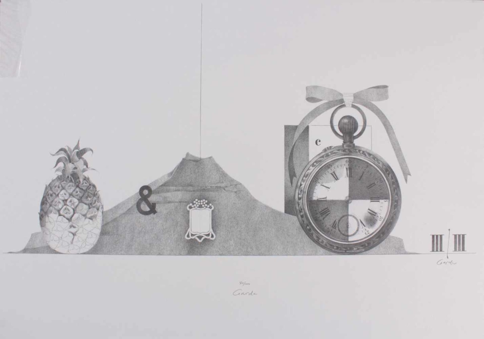 Henry Garde (Bremen 1923 - 1977 Wildeshausen)Frucht, Vulkan und Chronometer - Motiv III / III. - Bild 2 aus 3