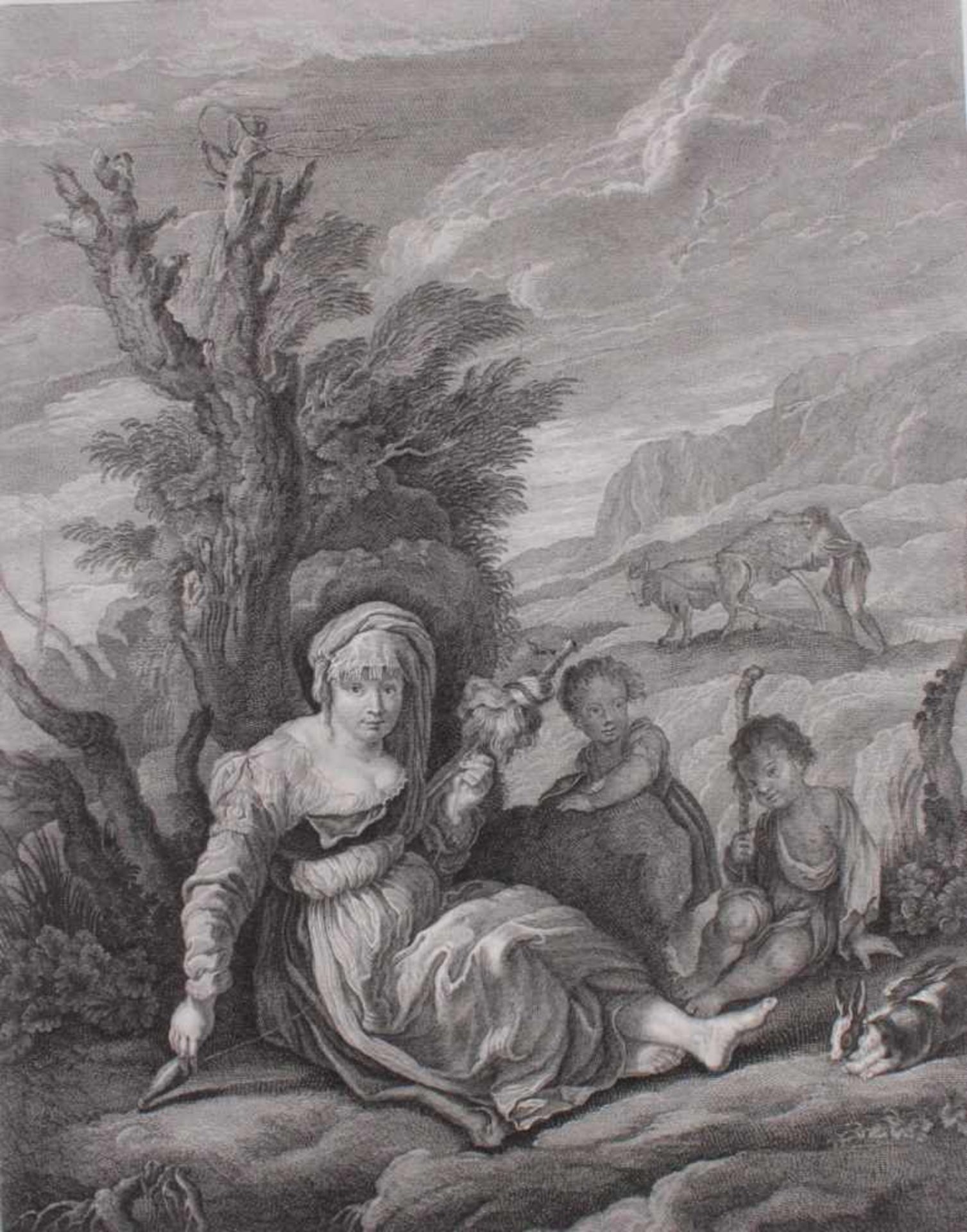Domenico Fetti (Bologna 1589 - 1624 Venedig)„La Vie champestre - Landleben„ - Spinnende Bäuerin - Bild 2 aus 3
