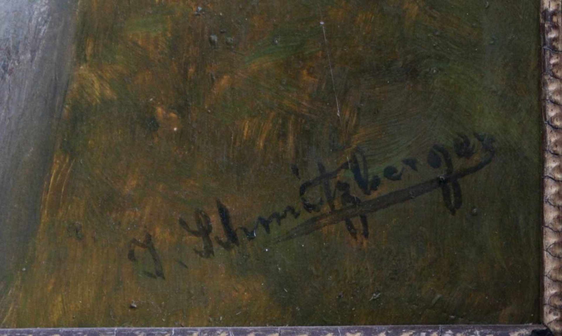 Josef Schmitzberger 1851 - 1936 "Sechserbock"Öl auf Holz gemalt, unten rechts signiert, ca. 32 x - Image 3 of 5