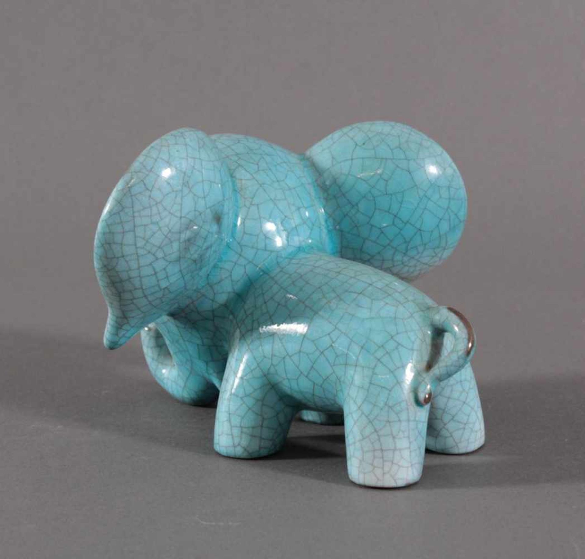 Keramik-Miniaturtierplastik, "Elefant", Karlsruher Majolika, um 1956-88, Entw.: Walter - Image 4 of 5
