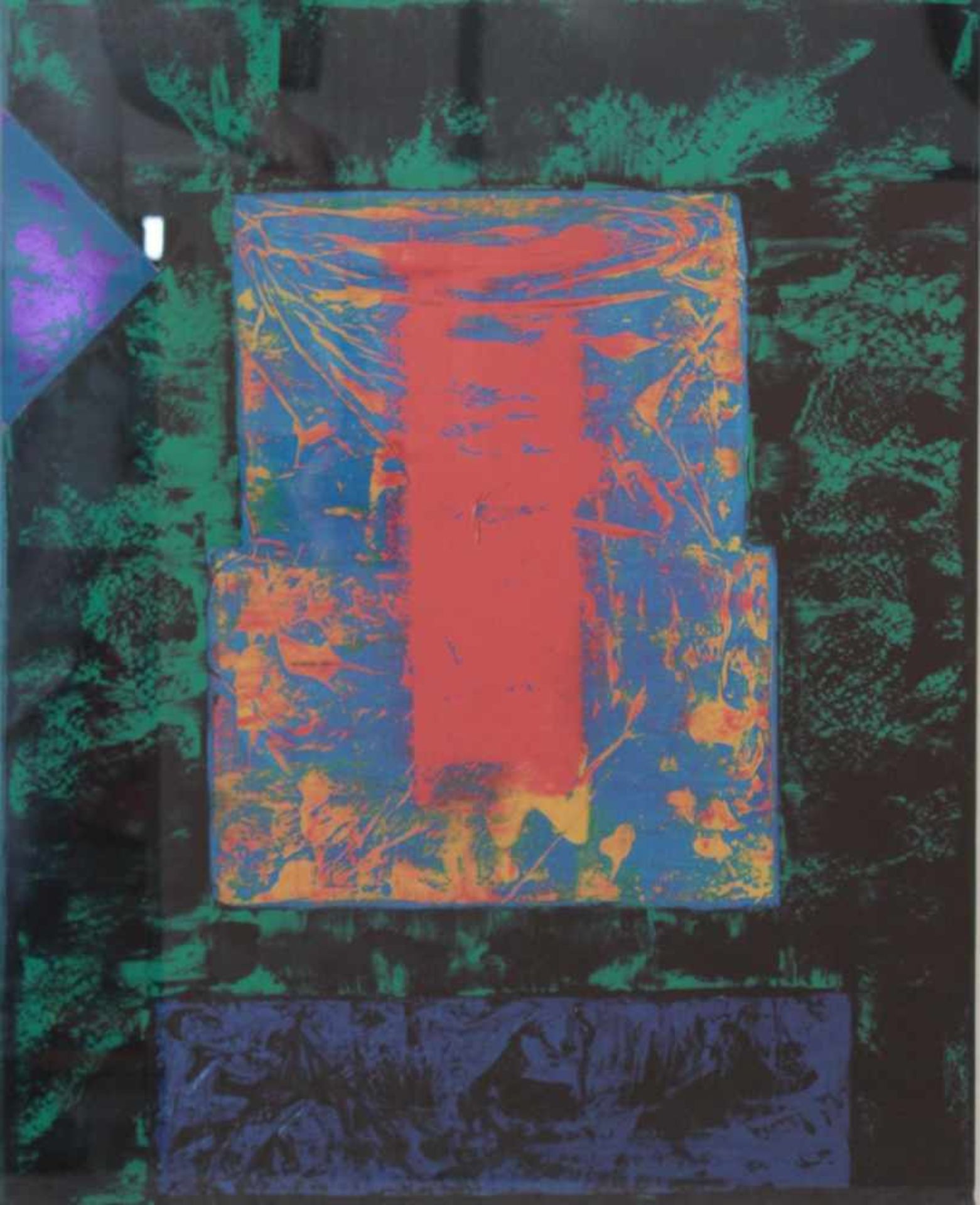 Frank Gyjho (1954)Farbserigraphie, "Abstrakte Komposition in Grün-, Rot-, Gelb und Violettönen", - Bild 2 aus 4