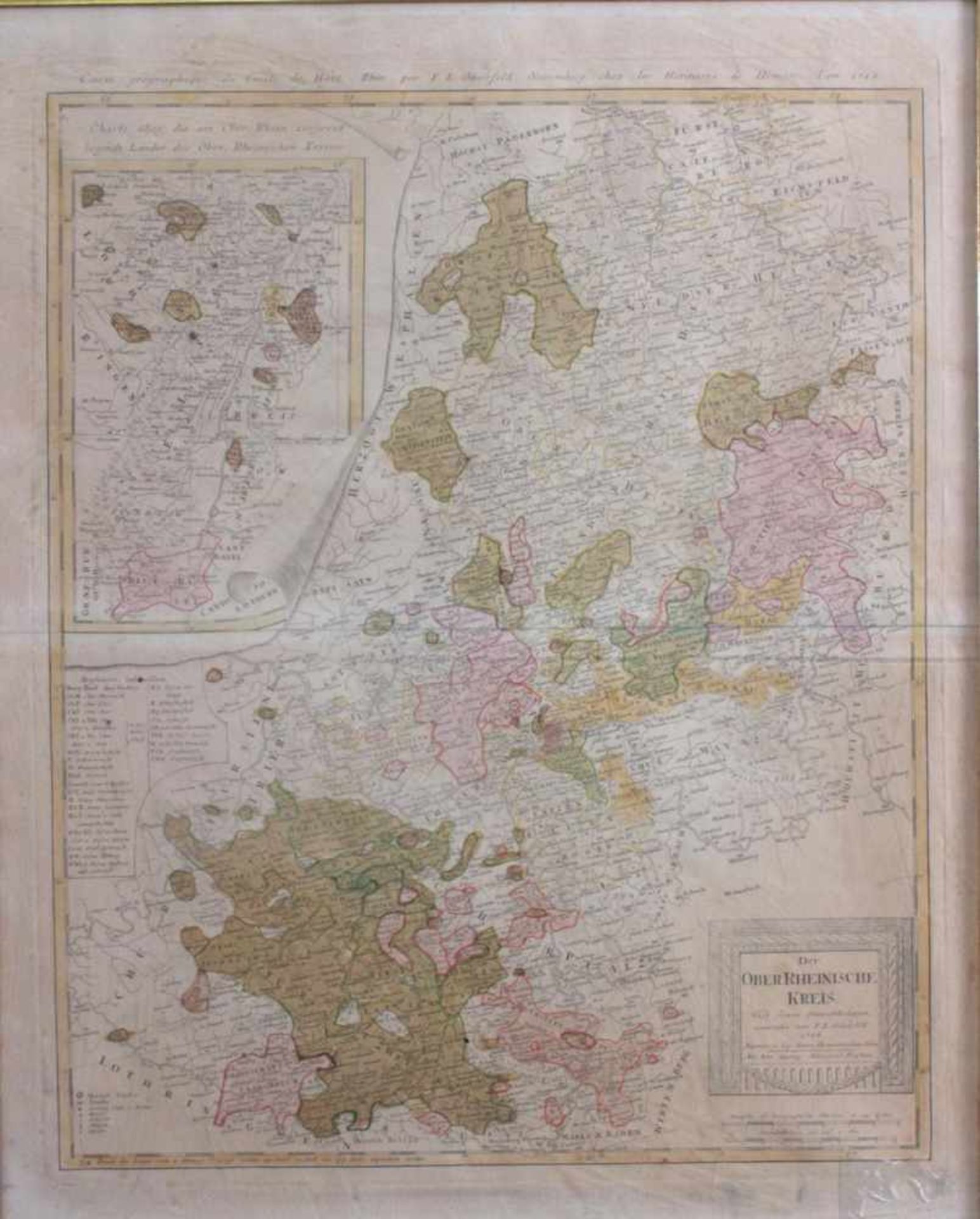 Kupferstichkarte der Oberrheinische Kreis von 1786Grenzkolorierte Karte, nach seinen - Bild 2 aus 3