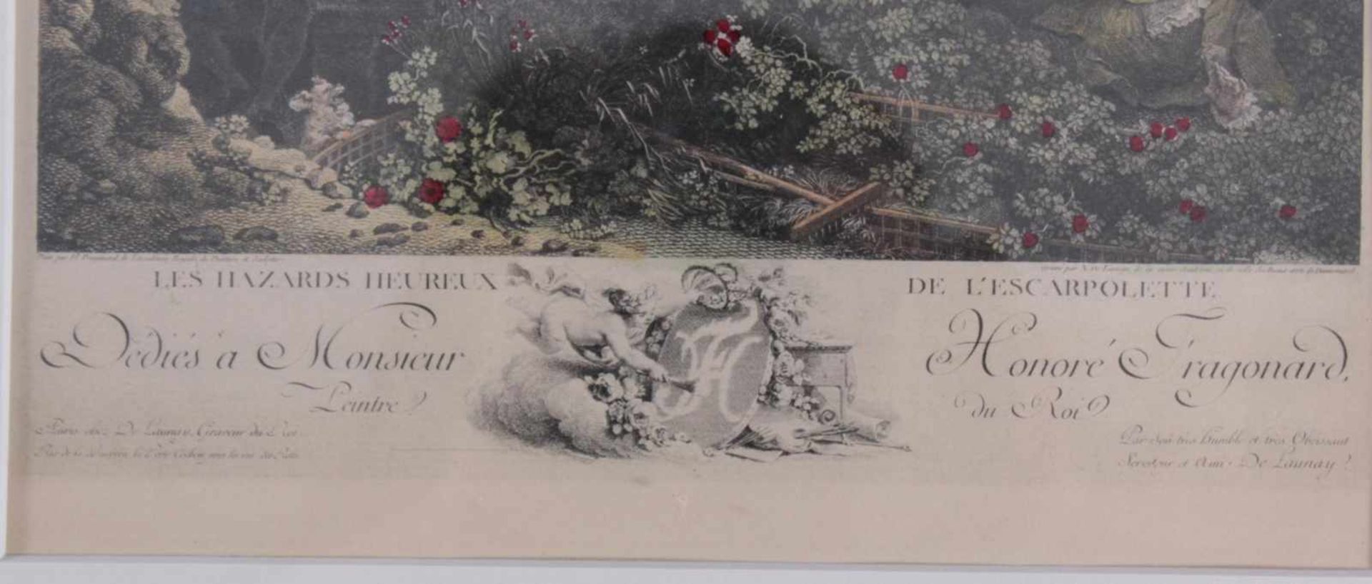 Honore Fragonard (Grasse 1732 - 1806 Paris)Die Schaukel. Farbradierung um 1880 nach Fragonard, ca. - Bild 3 aus 3