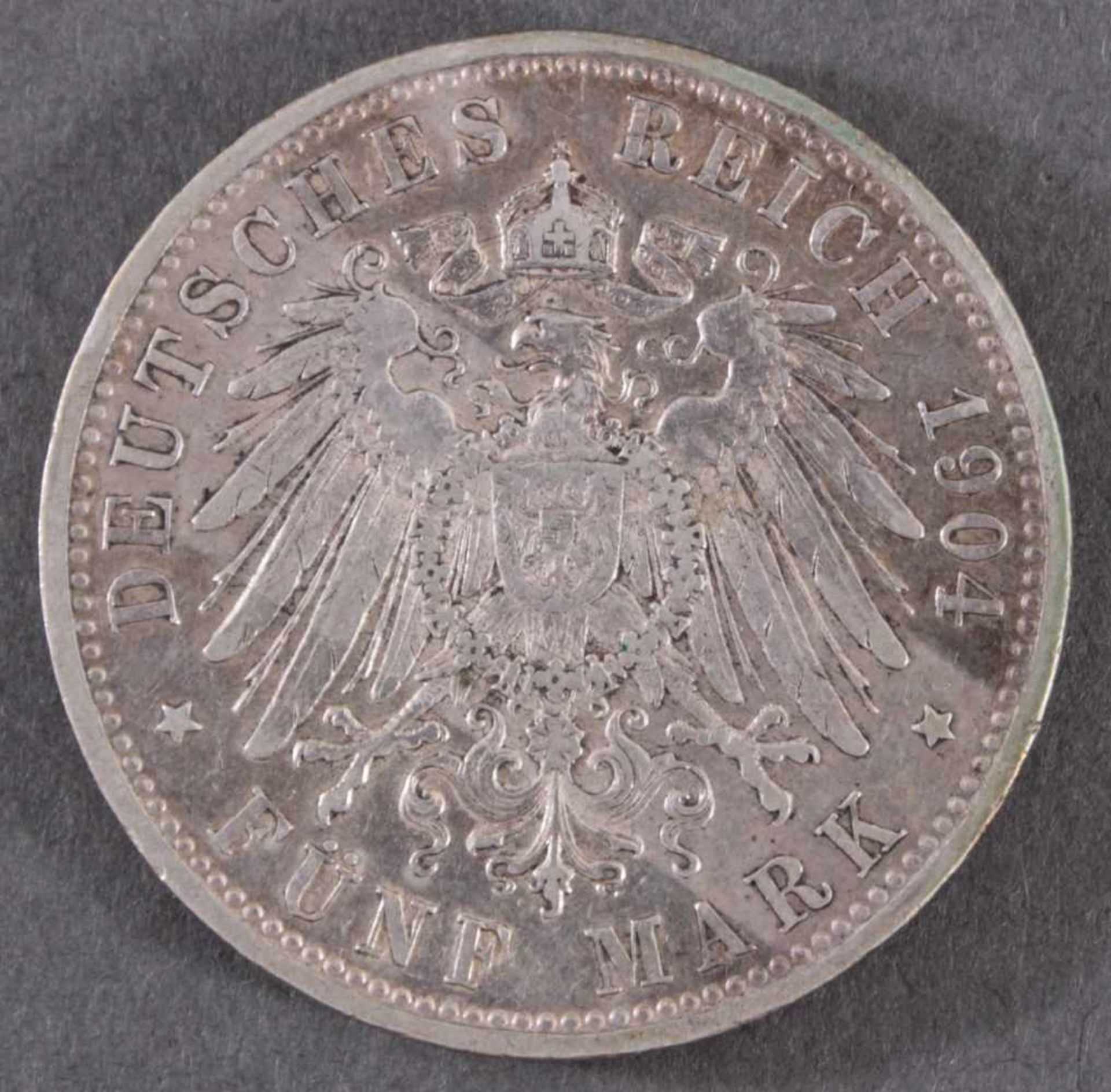 5 Mark Kaiserreich Bayern König Otto 1904 D in vorzüglichJäger 46, Silber - Bild 2 aus 2