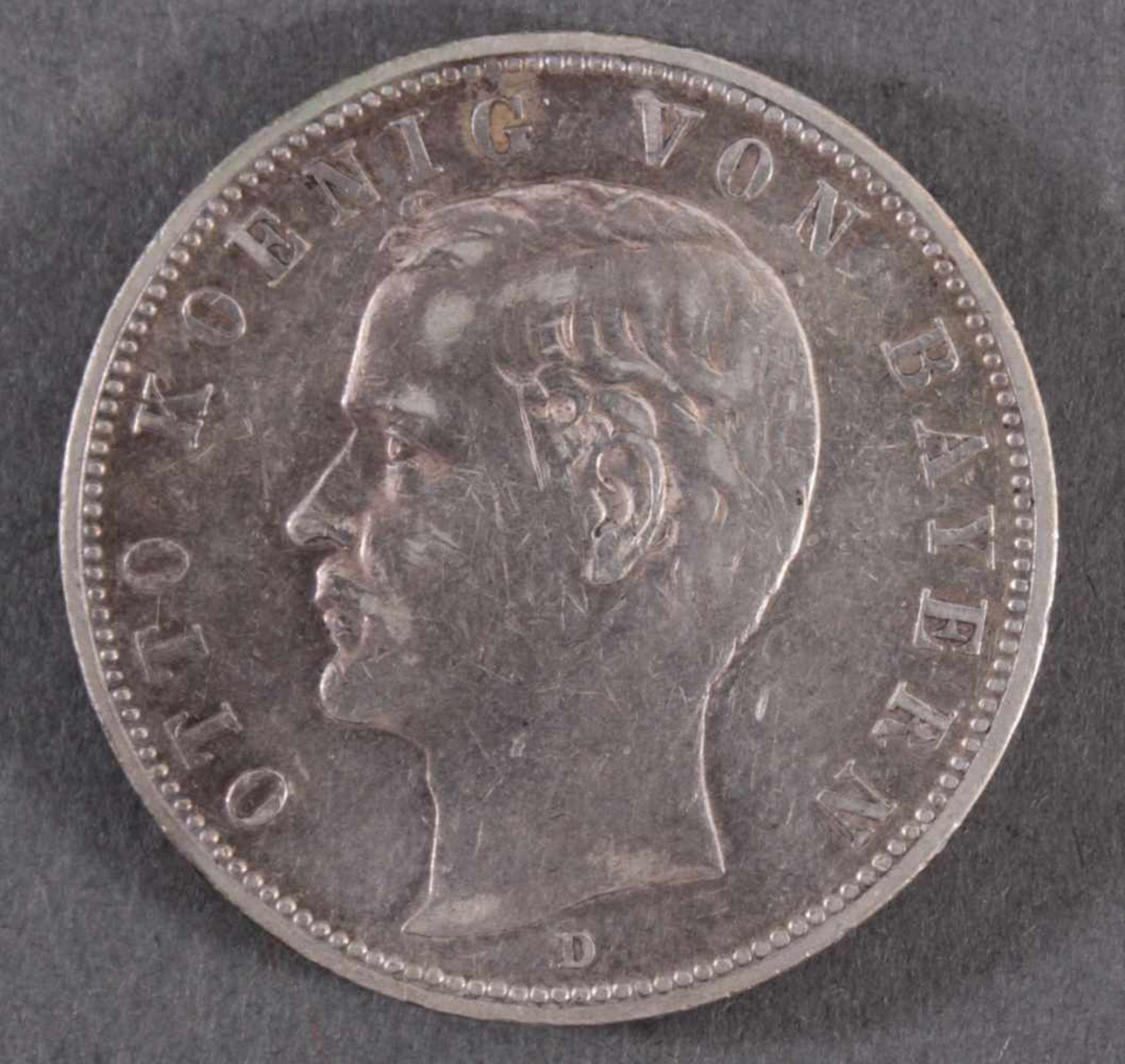 5 Mark Kaiserreich Bayern König Otto 1904 D in vorzüglichJäger 46, Silber