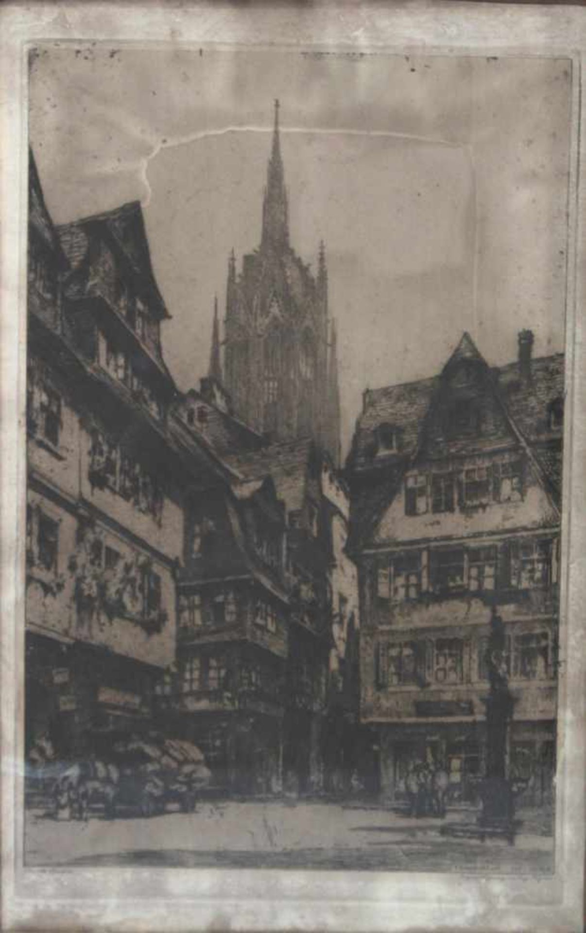 Lugi Kasimir 1881 - 1962, 2 Farbradierungen1x der Schlosshof in Heidelberg und 1x alt Frankfurt, - Bild 3 aus 3