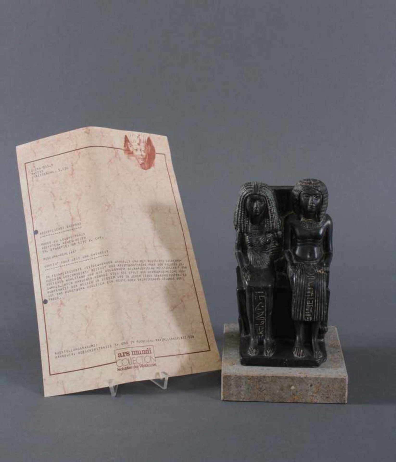 Skulptur Ägyptisches Ehepaar von Ars MundiAus Polymeres gefertigt, auf Muschelkalksockel, Ara- - Bild 5 aus 5