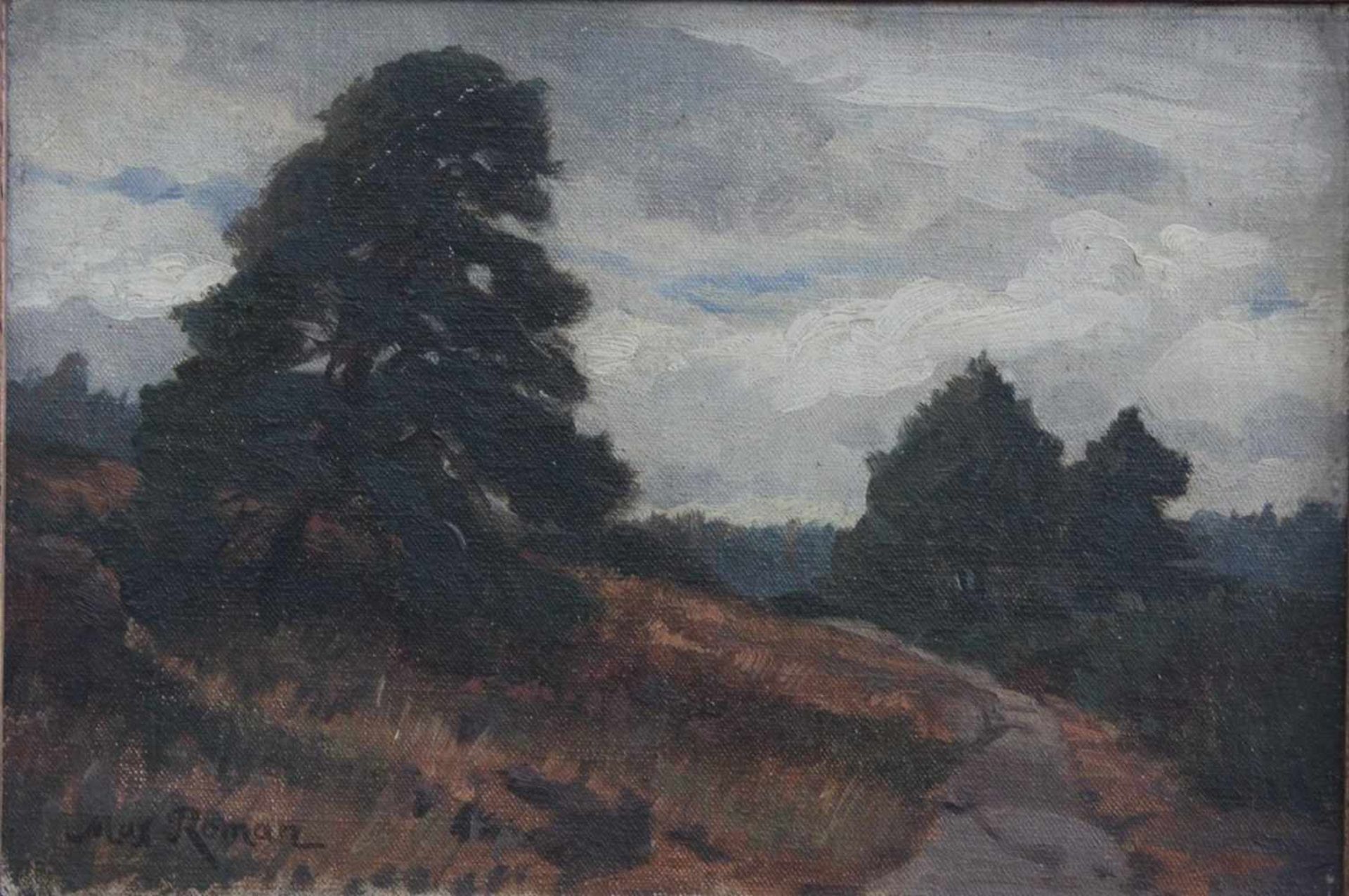 Max Wilhelm Roman (1849 - 1910), "Sommerliche Landschaft"Öl auf Karton gemalt, unten links signiert, - Bild 2 aus 4