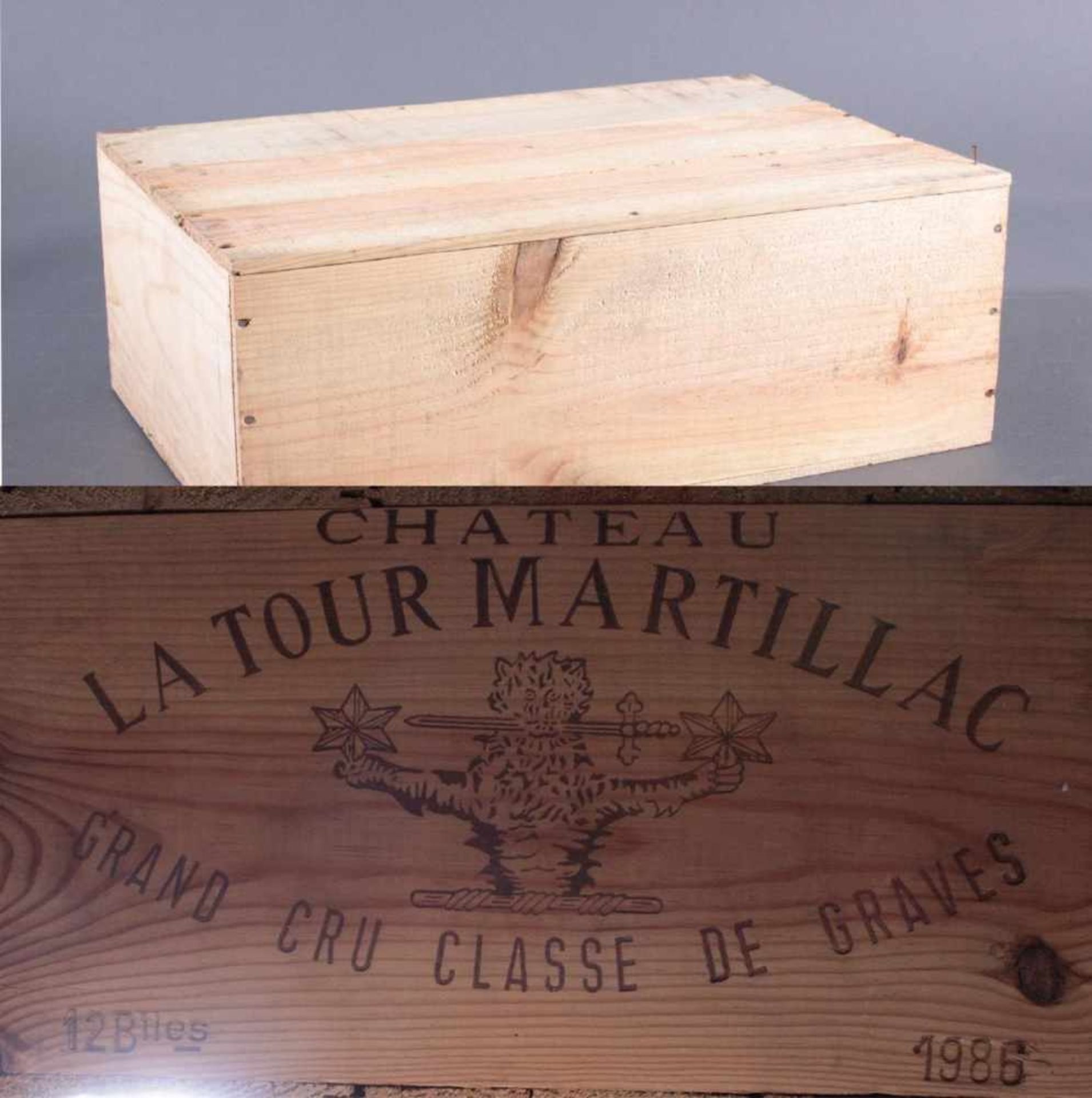 12 Flaschen 1986er Bordeaux La Tour MartillacCrand Cru Classe de Craves, in der original Kiste