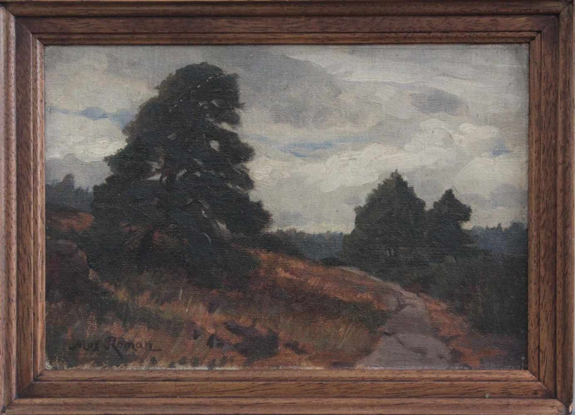 Max Wilhelm Roman (1849 - 1910), "Sommerliche Landschaft"Öl auf Karton gemalt, unten links signiert,