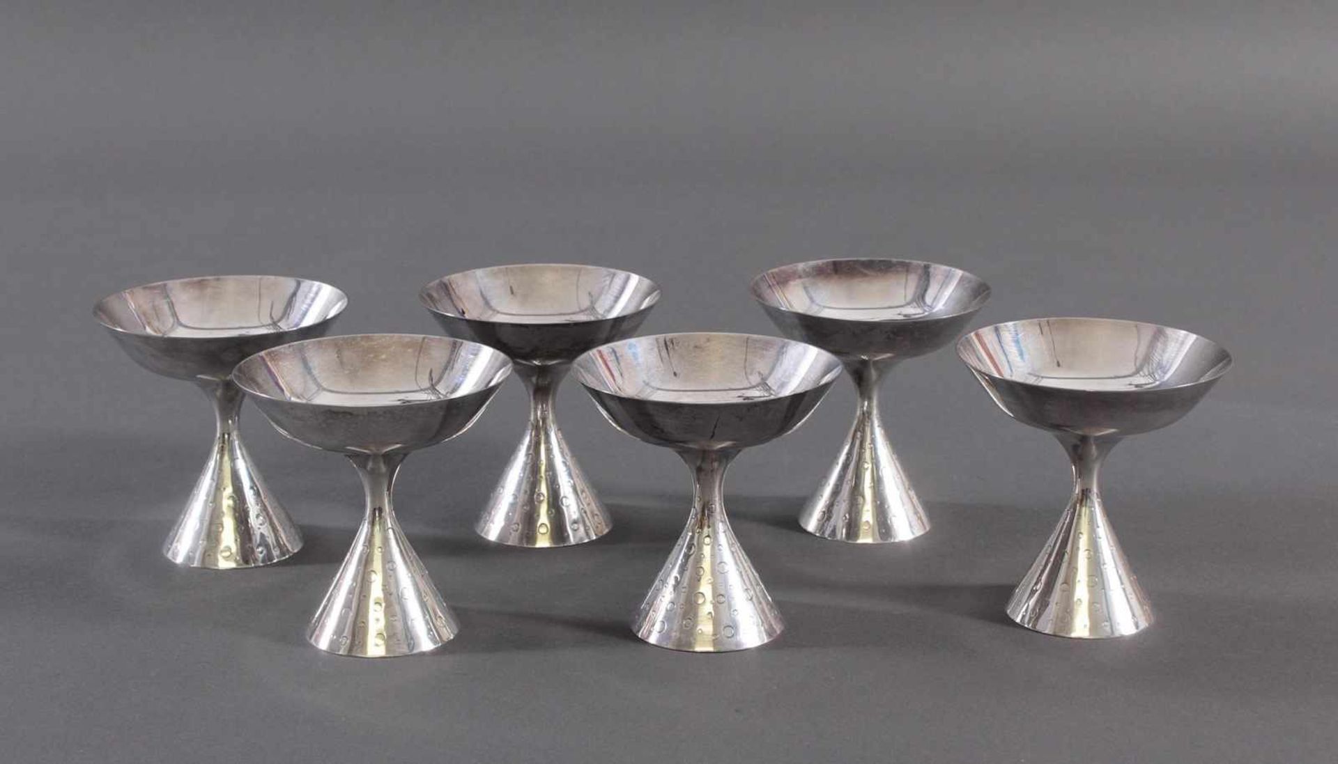 6 silberne Champagner-Schalen aus SterlingsilberDeutsche Punze Sichel und Krone,  925, ca. Höhe 11 - Bild 2 aus 3