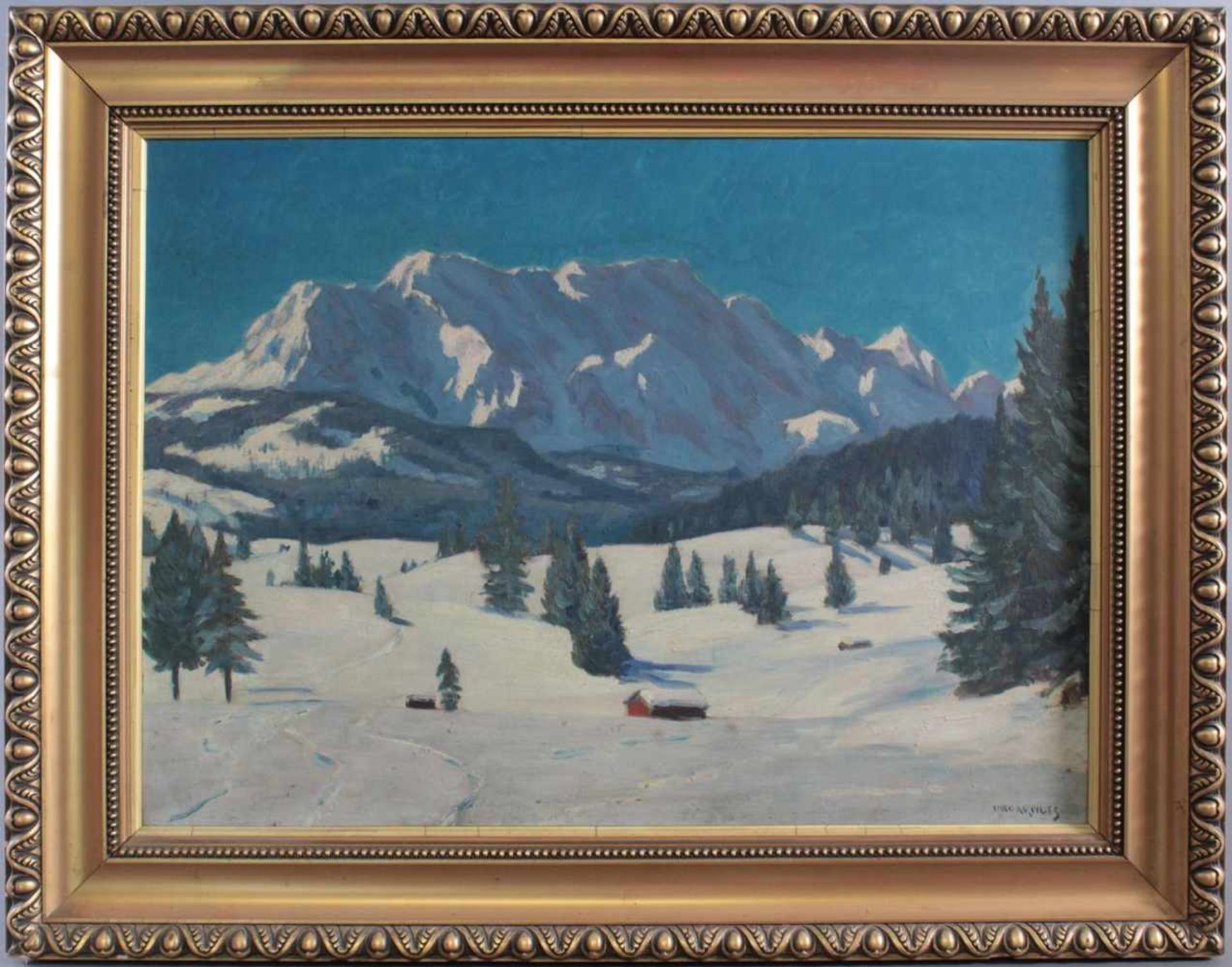 Otto Arndts 1879-?, winterliche BerglandschaftÖl auf Leinwand gemalt, unten rechts signiert,