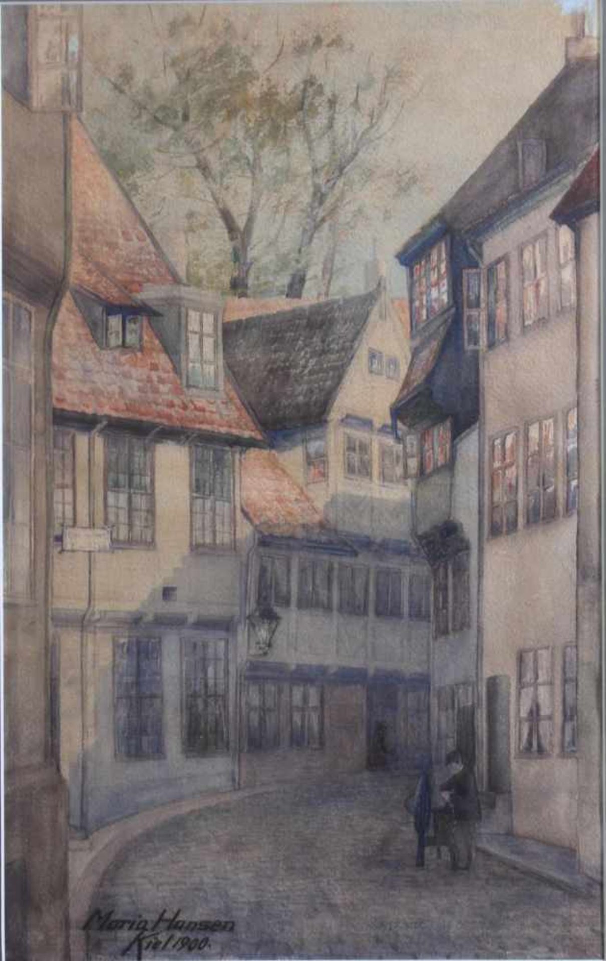 Maria Hansen, KielAquarell, links unten signiert, datiert 1900, ca. 58 x 37 cm. Hinter Glas Gerahmt - Bild 2 aus 3