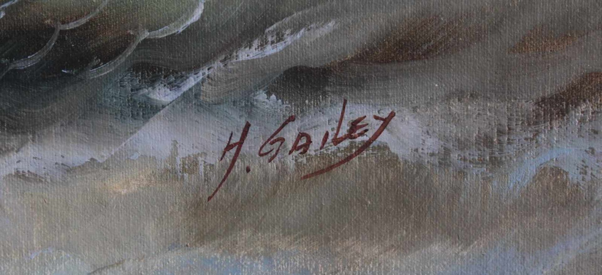 H. Gailey ?-?, Meeresbrandung mit MöwenÖl auf Sperrholz gemalt, unten rechts signiert, gerahmt, - Image 2 of 3