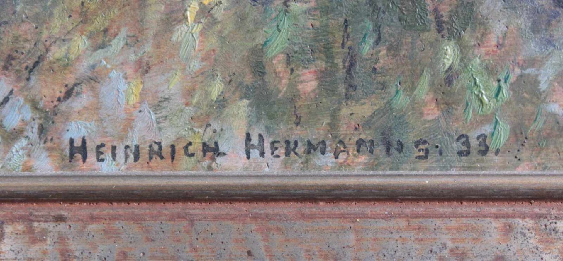 Heinrich Hermanns 1862 - 1942Impressionistische Burgansicht, wohl Runkel an der Lahn, Öl auf - Bild 3 aus 4