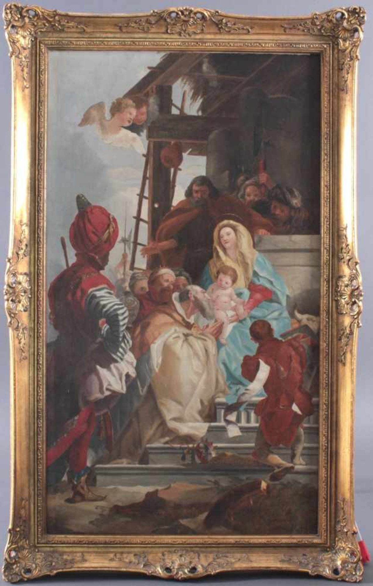 Marienbildnis mit Jesuskind, die Heiligen drei Könige, Monogrammist: R.H. 20. Jh.Öl auf Leinwand