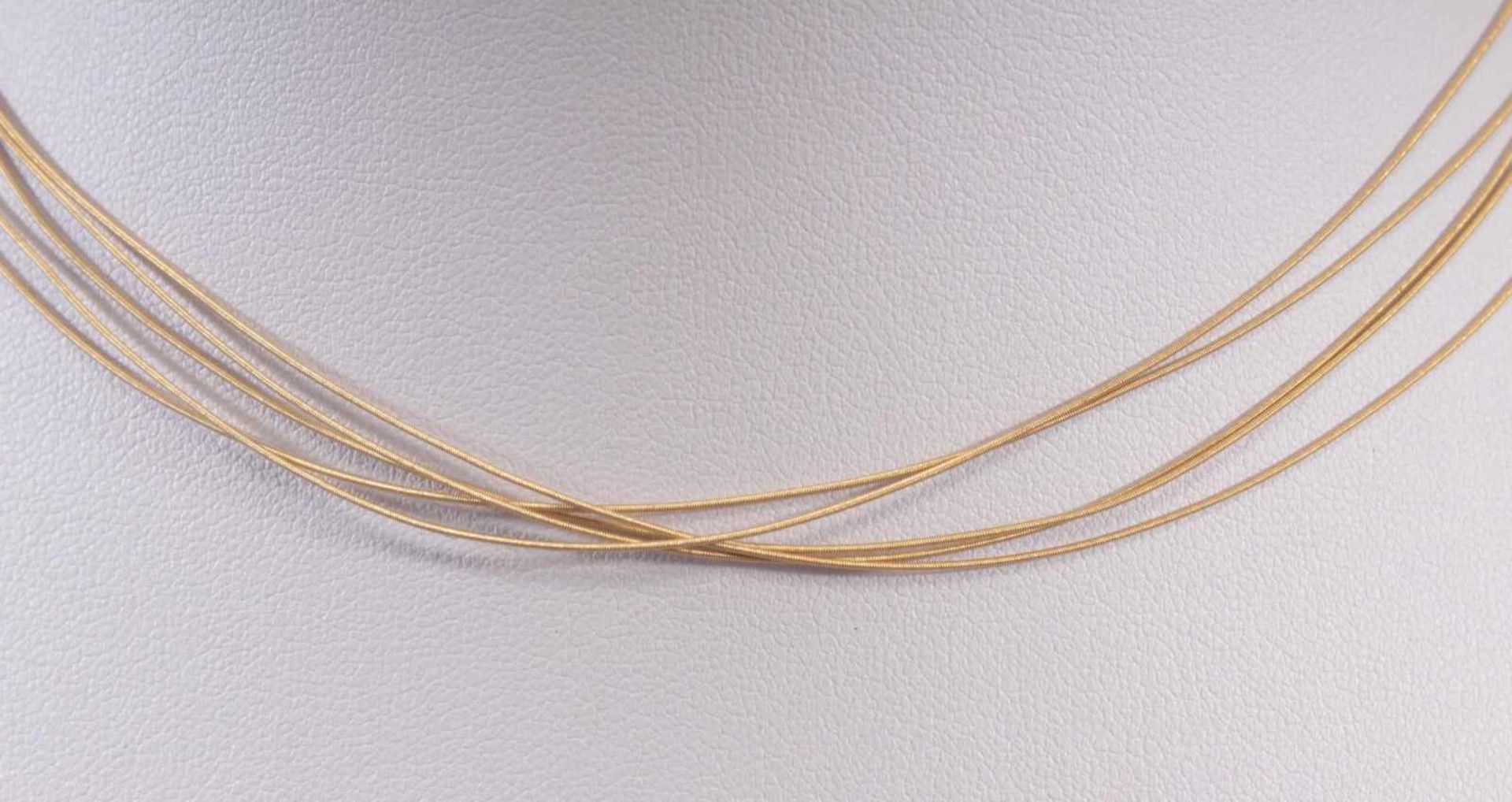 5-reihige Halskette aus 18 Karat GelbgoldPunziert 750, Länge ca. 38 cm,  5,2 g - Bild 2 aus 2