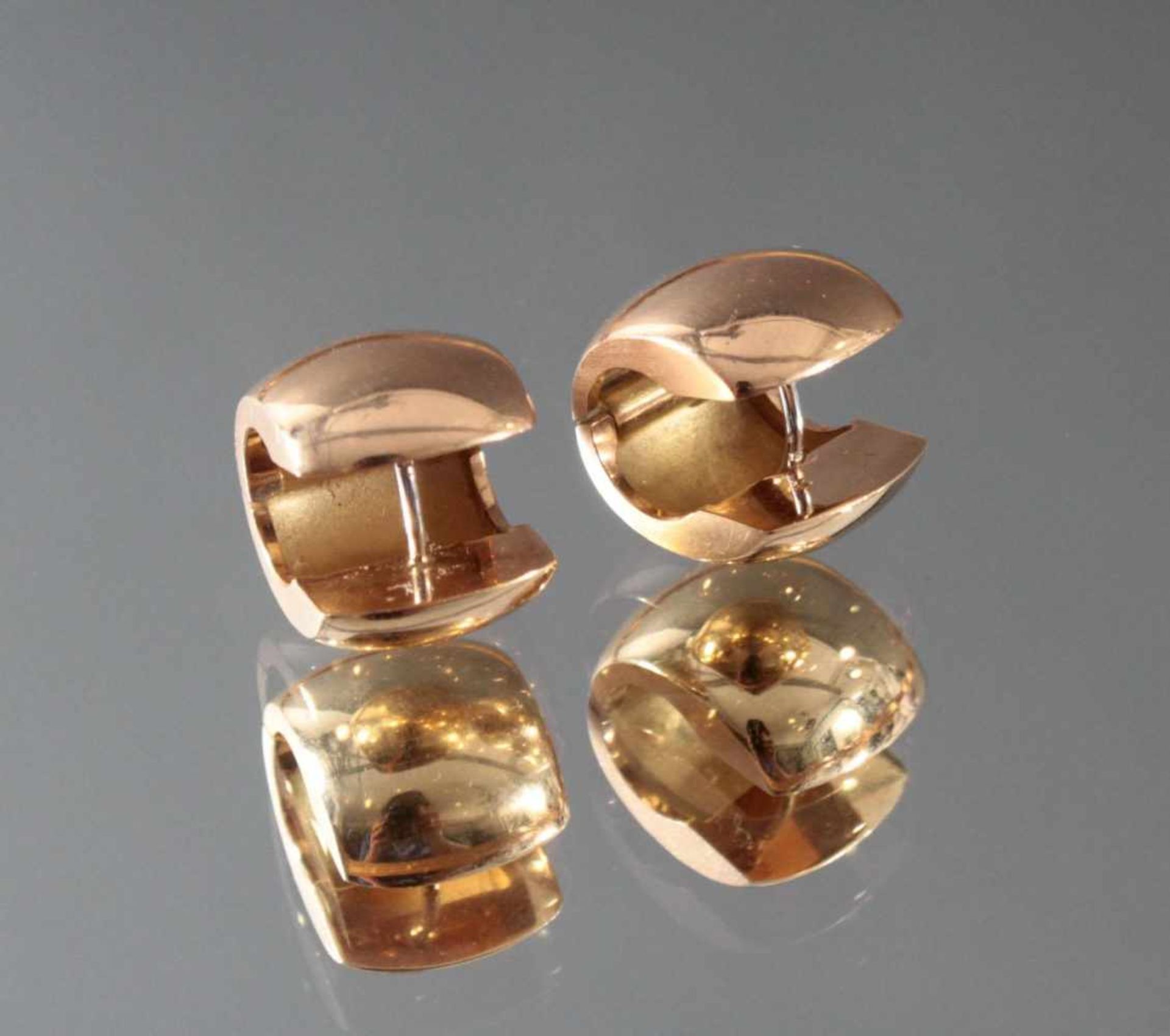 Paar Ohrringe aus 18 Karat GelbgoldPunziert 750, ca. D-1,5 cm, 13,28 g - Bild 3 aus 3