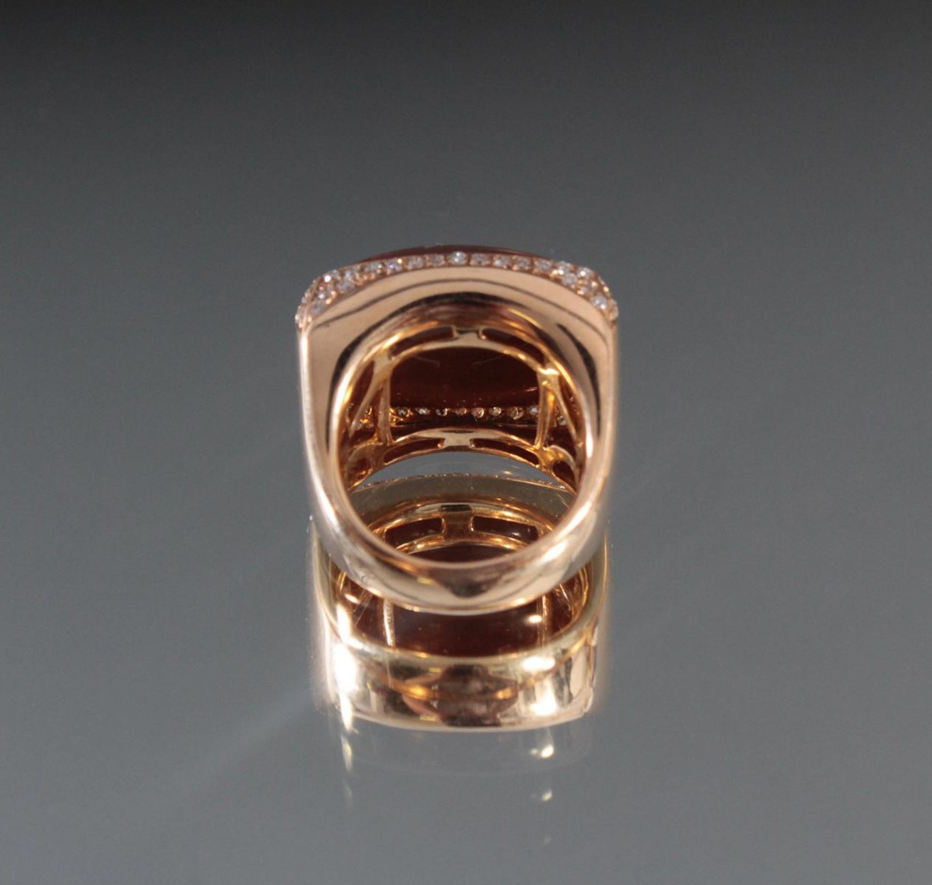 Damenring mit Mondstein und kleinen Diamanten aus 18 Karat RoségoldGroßer Mondstein 2x 1,6 cm, - Bild 4 aus 4