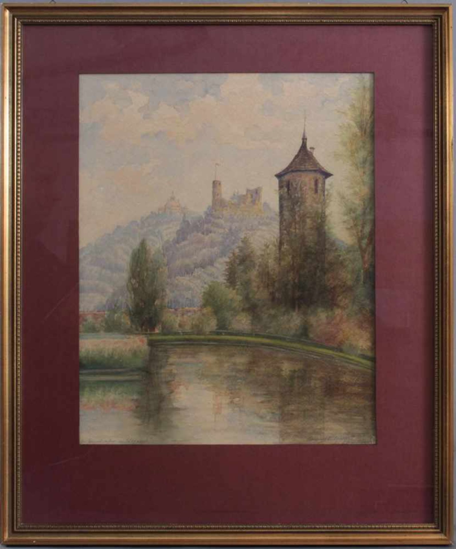 Carl Kornmeier (1892-1981)Aquarell, "Schlosspark Weinheim", rechts unten signiert,  ca. 48 x 38