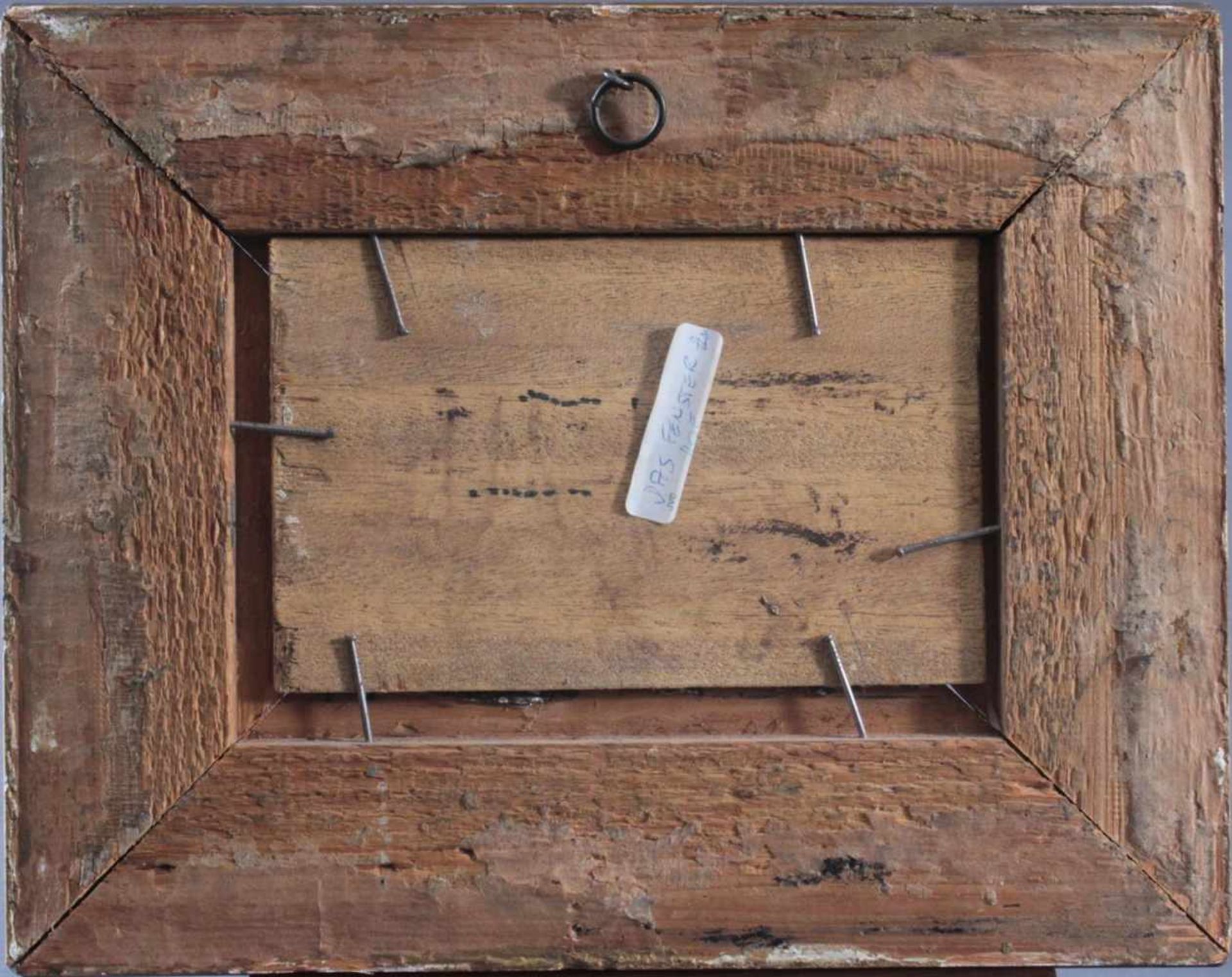 FederviehÖl auf Holz, unbekannter Künstler, ca. 10 x 16 cm. Mit Rahmen ca. 22 x 28 cm- - -20.00 % - Image 5 of 5