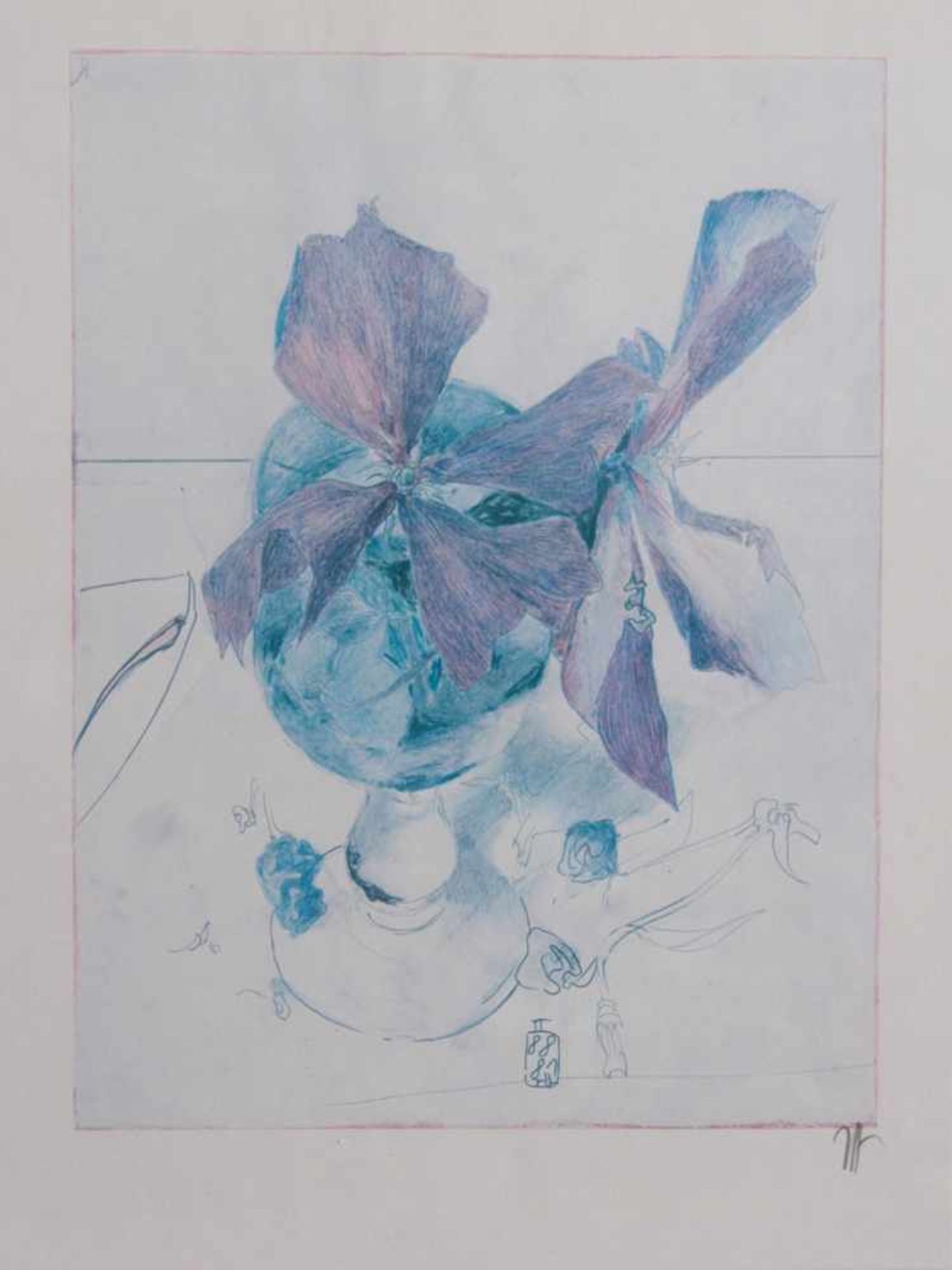 Horst Janssen (1929 - 1995)2 Farbdrucke, "Violette Clematis" ca. 45 x 33 cm. "Maja Rajewskajas Schuh - Bild 3 aus 5