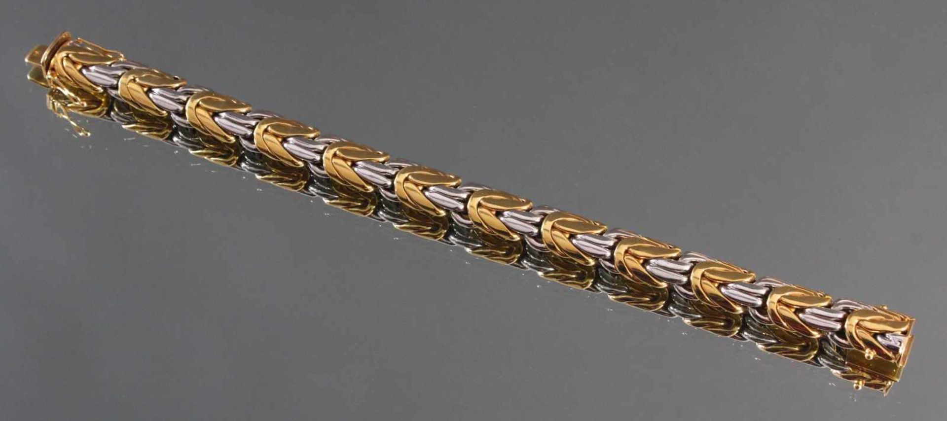 Königsarmband aus 14 Karat Weiß- und GelbgoldAn der Schließe punziert 585, ca. Länge 20,5 cm, 42,5 - Image 3 of 4