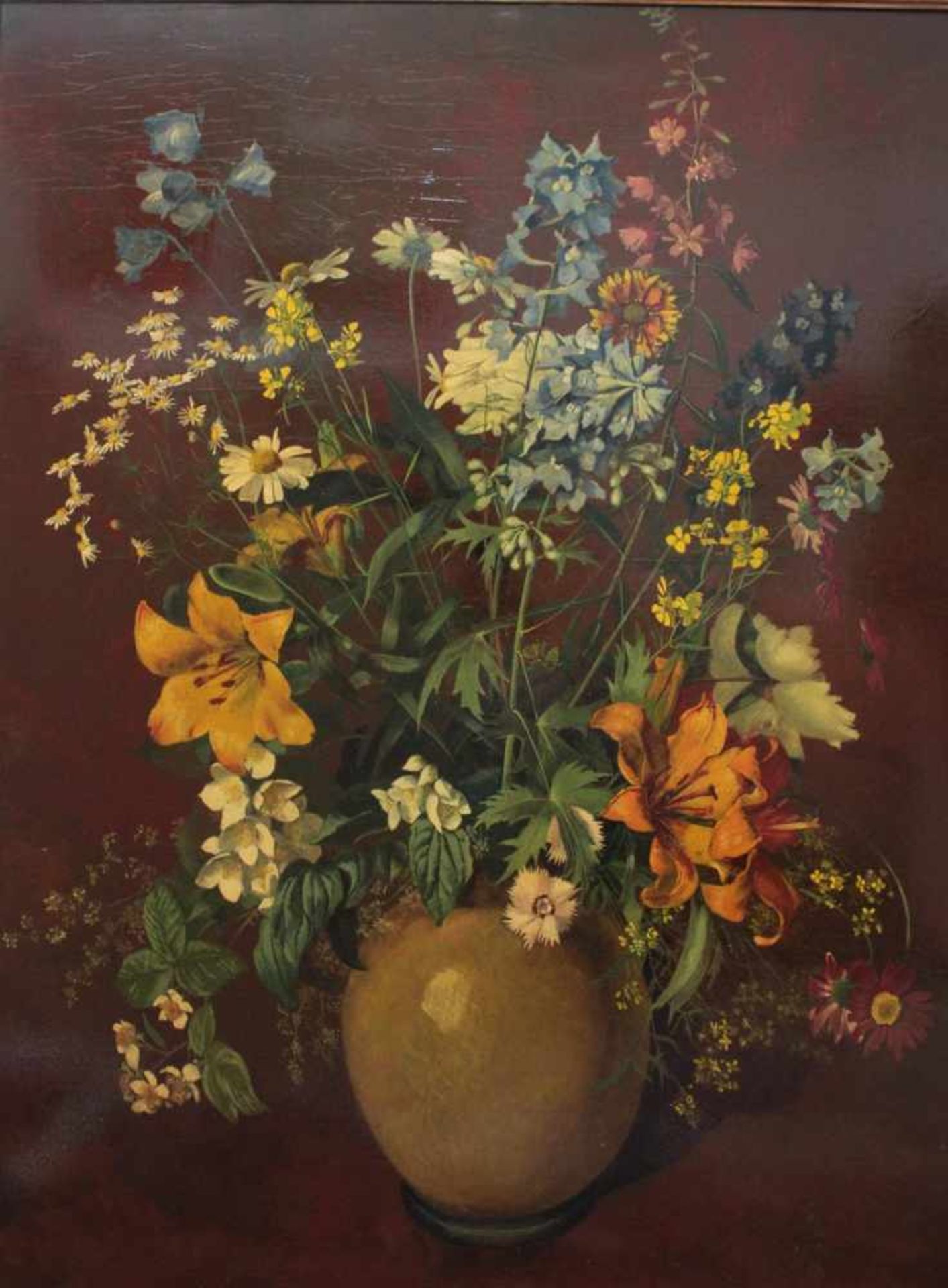 Großes Blumenstilleben von 1939, unbekannter MonogrammistÖl auf Holz gemalt, unten rechts - Bild 2 aus 2