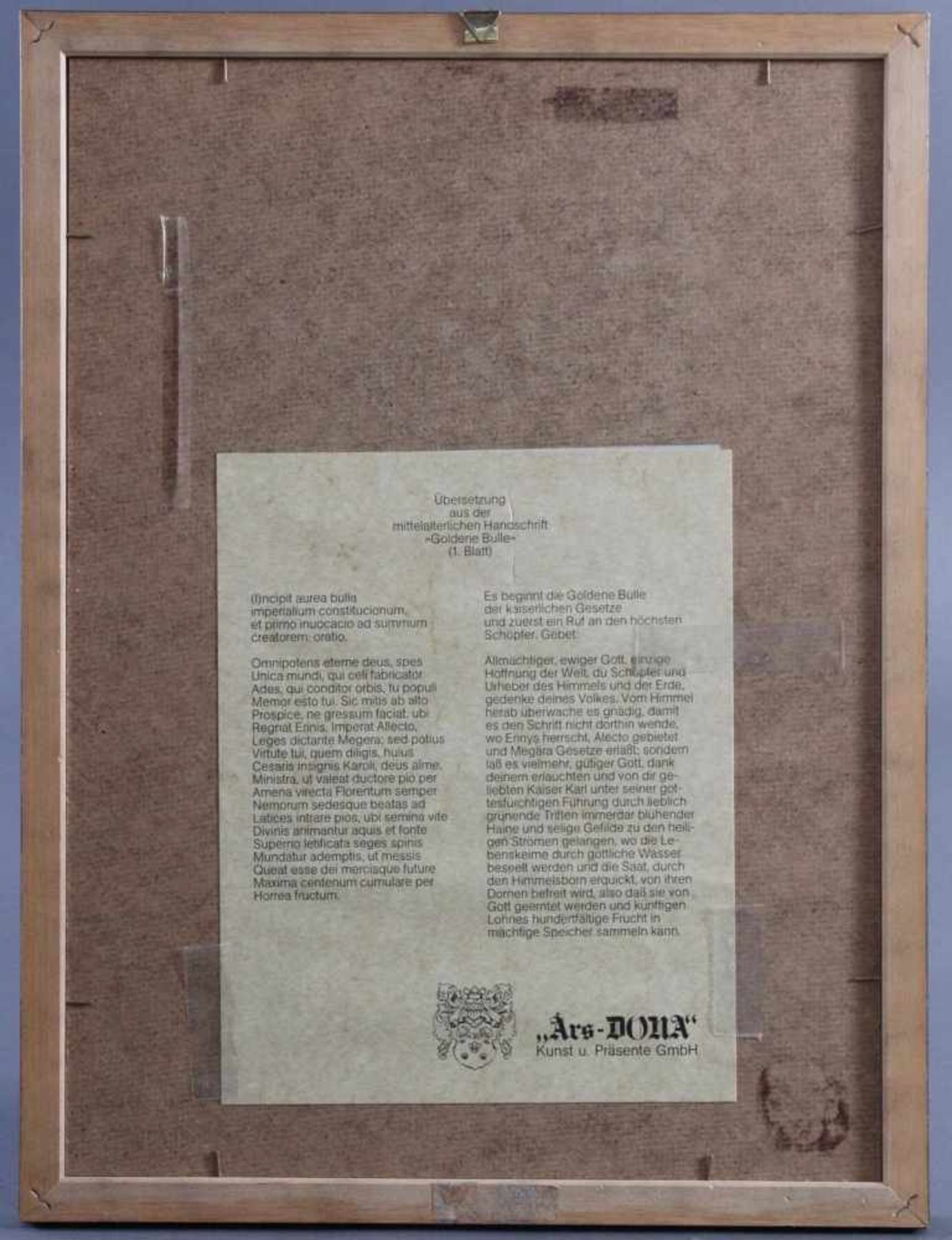 Faksimile-Titelblatt der Goldenen Bulle anno 1356Übersetzung aus der mittelalterlichen - Bild 3 aus 3