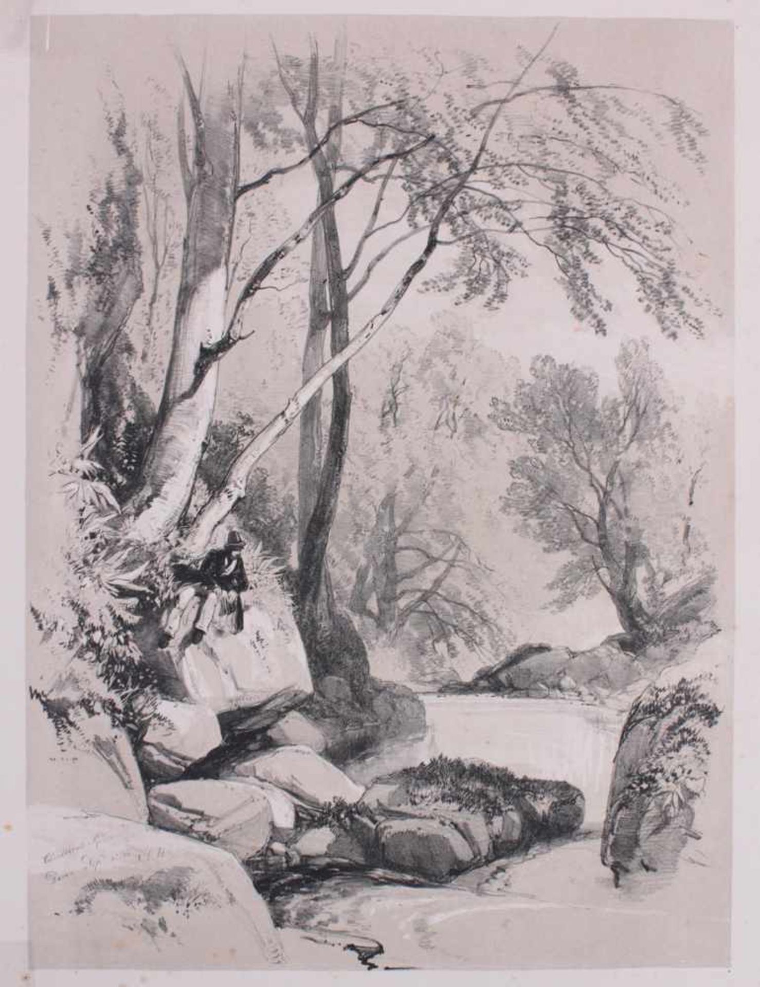 5 kolorierte Lithographien um 1833 / 1890Die Näherinnen - Mädchenporträt und 3 Landschaften, auf - Image 5 of 9