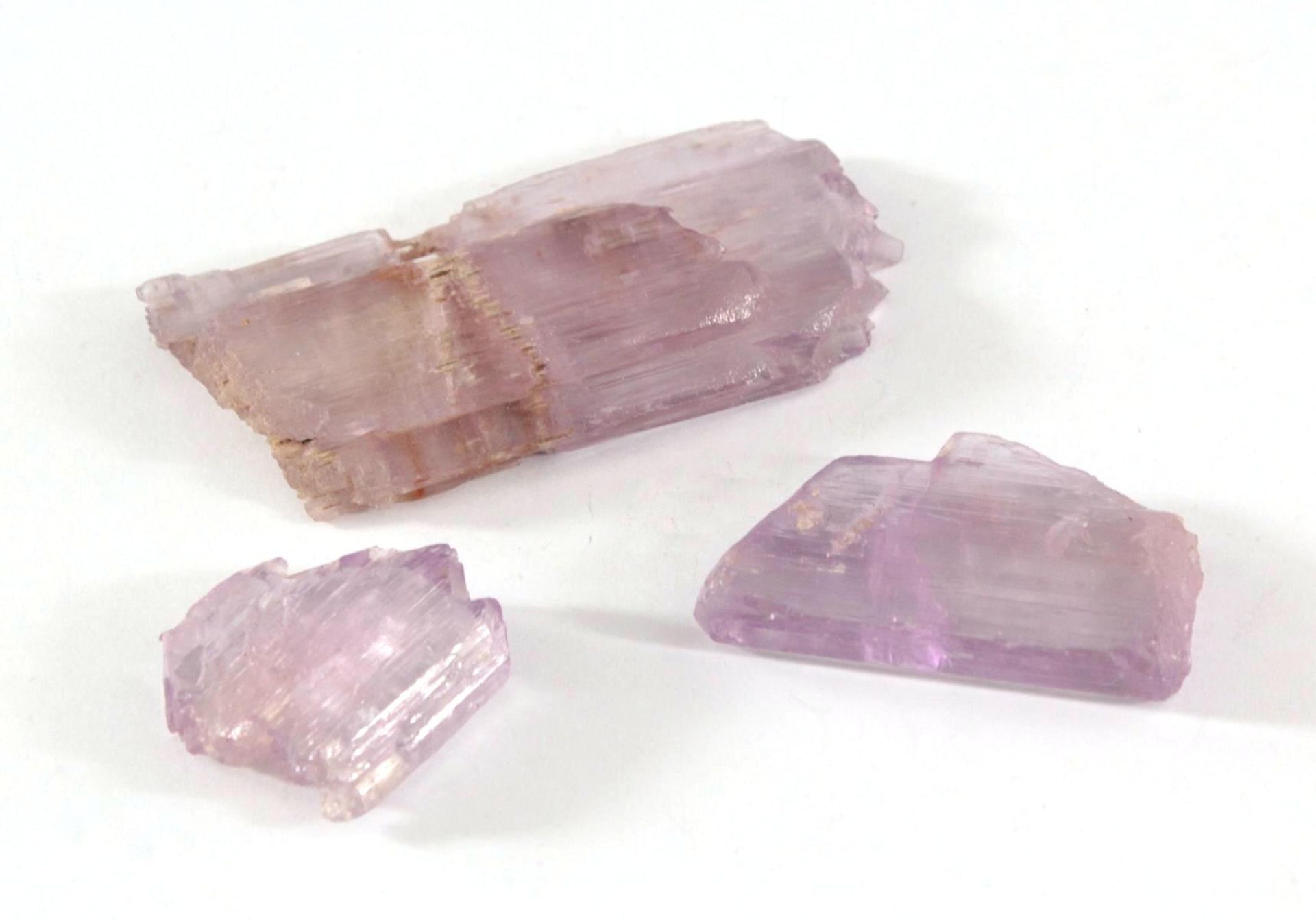Kunzit, rosa Edelstein des Minerals Spodumen3 Stück, bekannt als kalifornische Iris, ca. Länge 3,5 - Bild 2 aus 2