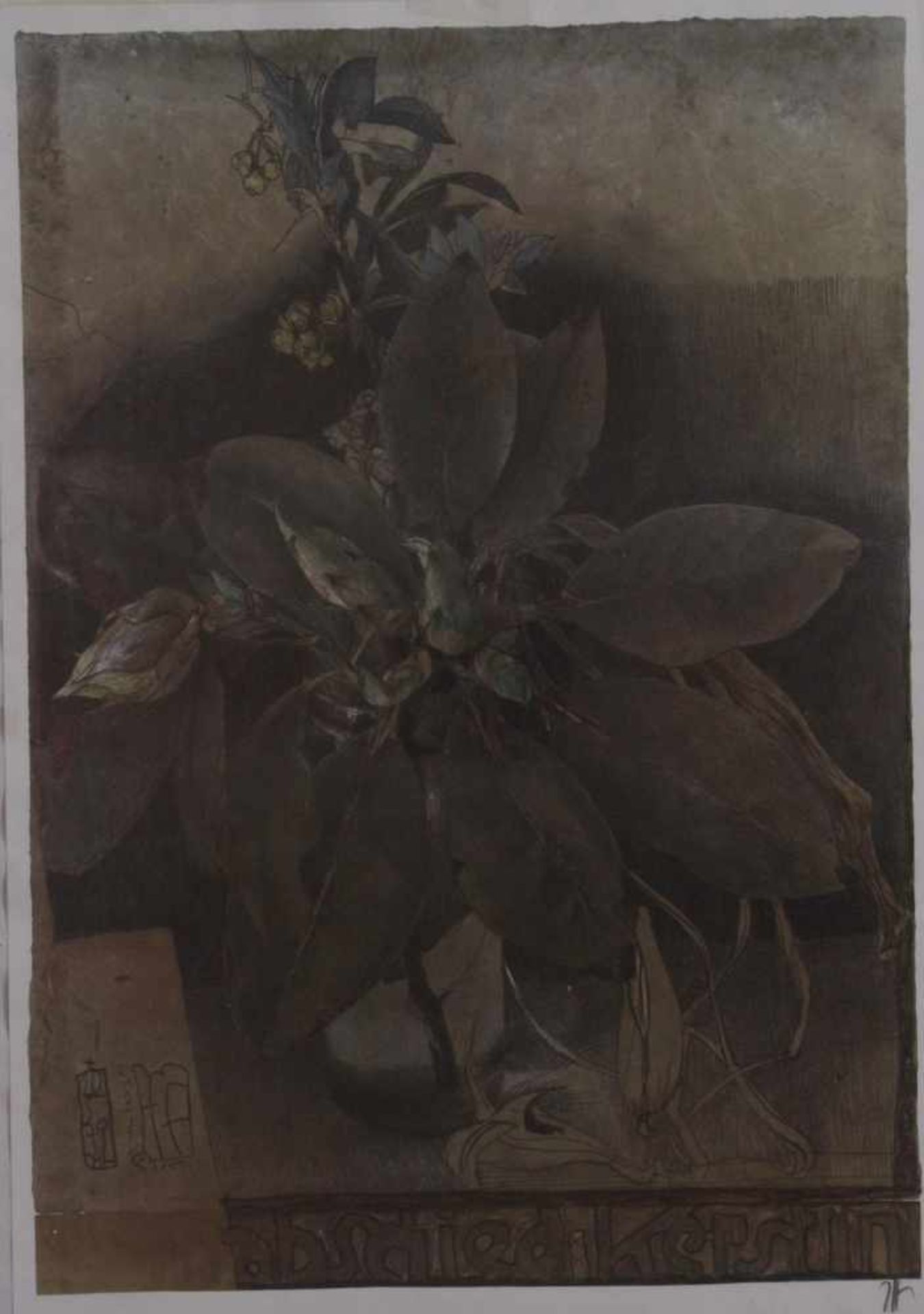 Horst Janssen (1929 - 1995)2 Farbdrucke, "Abschied Kerstin", ca. 58 x 41 cm. "Blumedarstellung" - Bild 2 aus 4