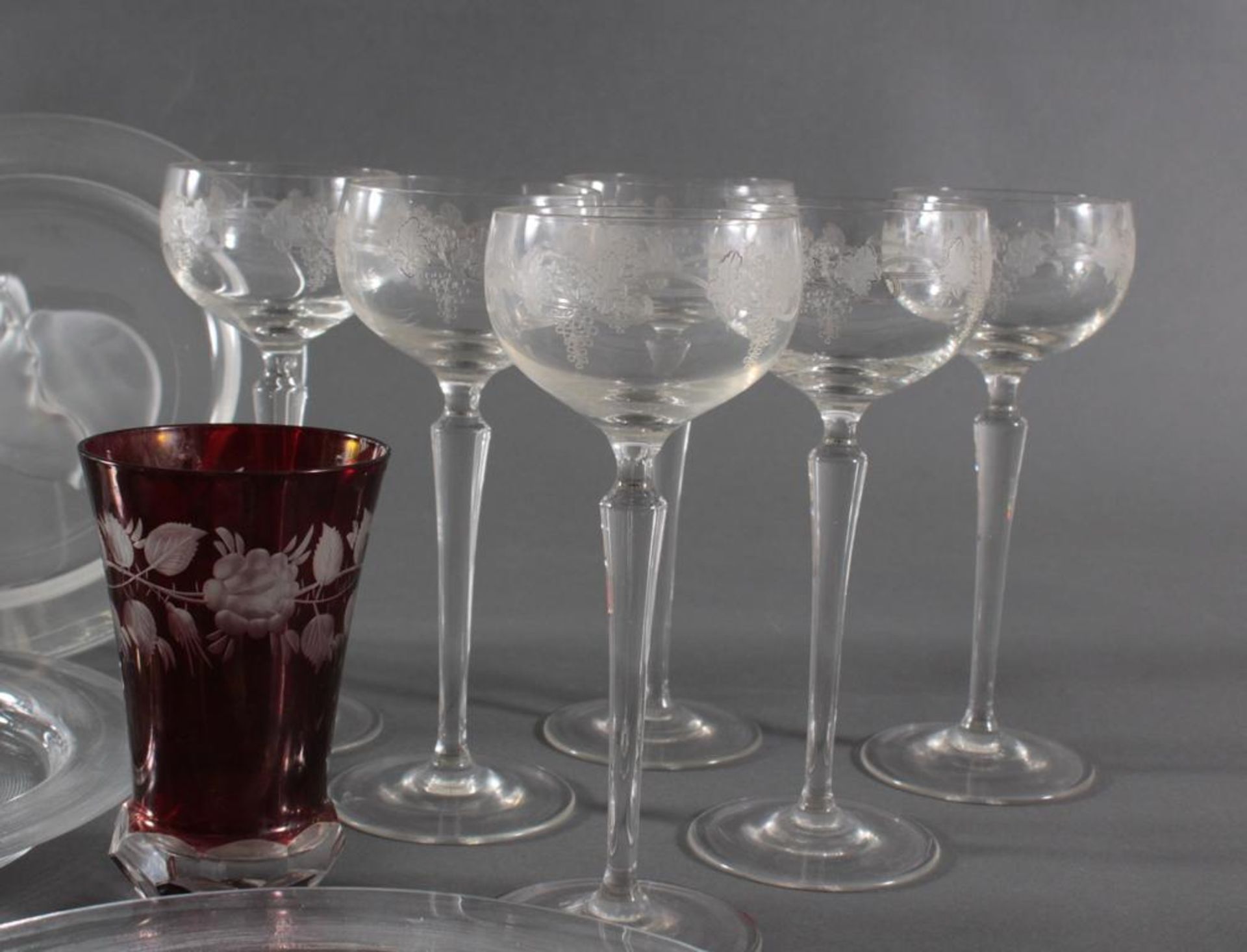 Glas Konvolut, 16 Teile9 Obstteller, farbloses Glas, im Spiegel geschliffenes Obstdekor im - Image 4 of 5