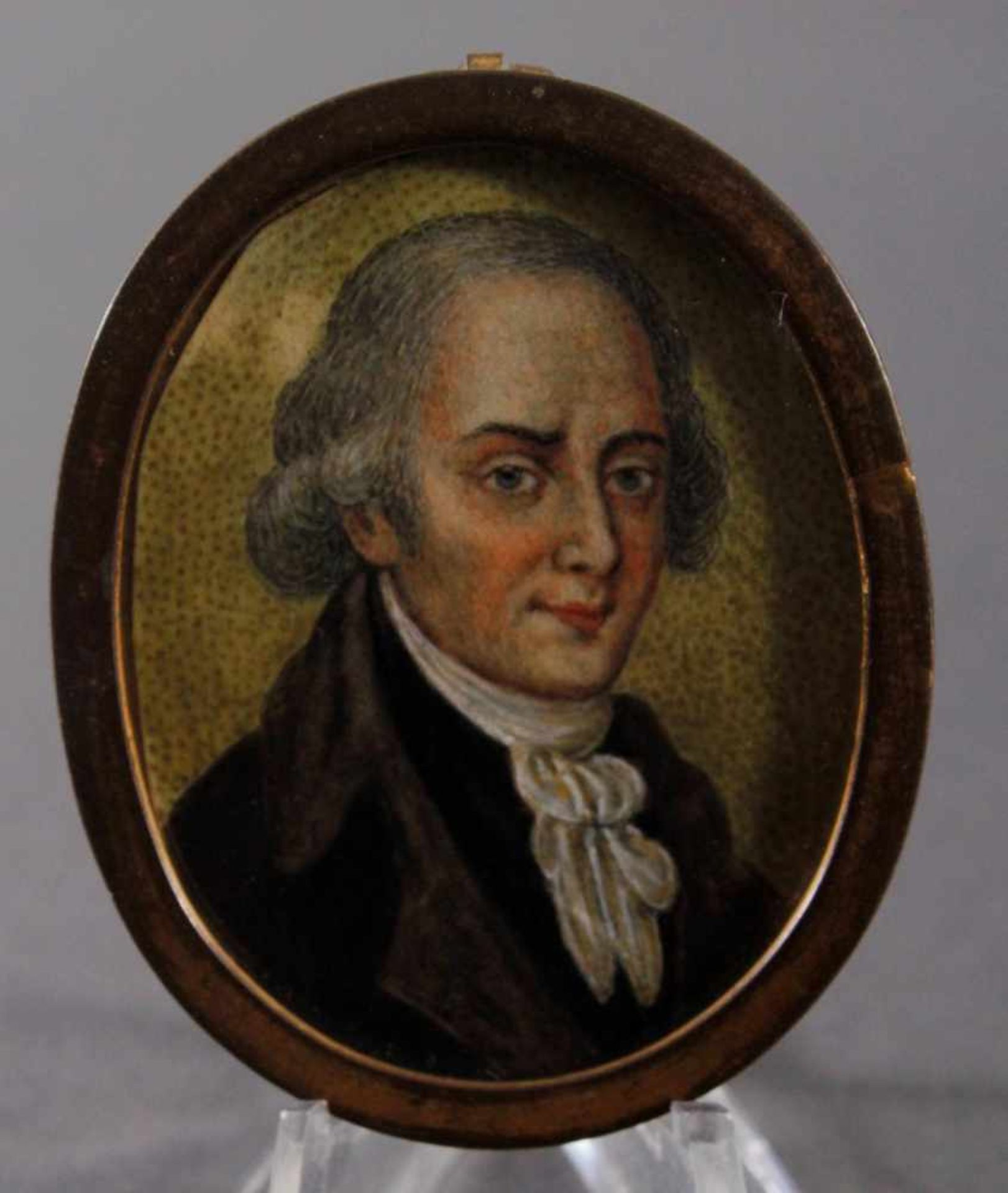 Miniaturportrait des 19. JahrhundertsÖl auf Elfenbein. Portrait von Antoni Canova (1757-1822), - Image 2 of 3