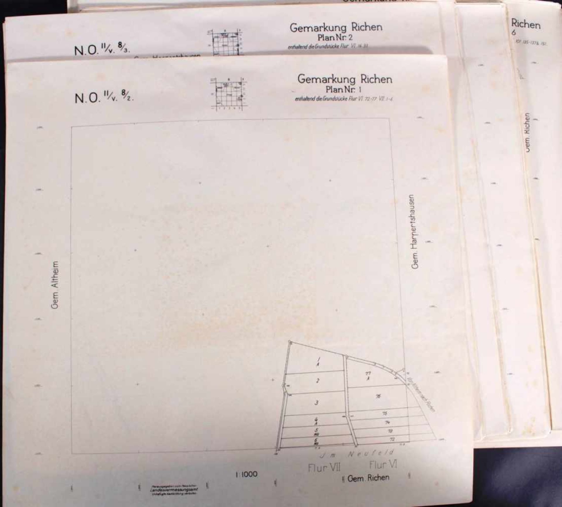 Schwarzdrucke der Grundstückspläne der Gemarkung RiechenWeit über 50 Schwarzdrucke in großer ( - Bild 2 aus 7