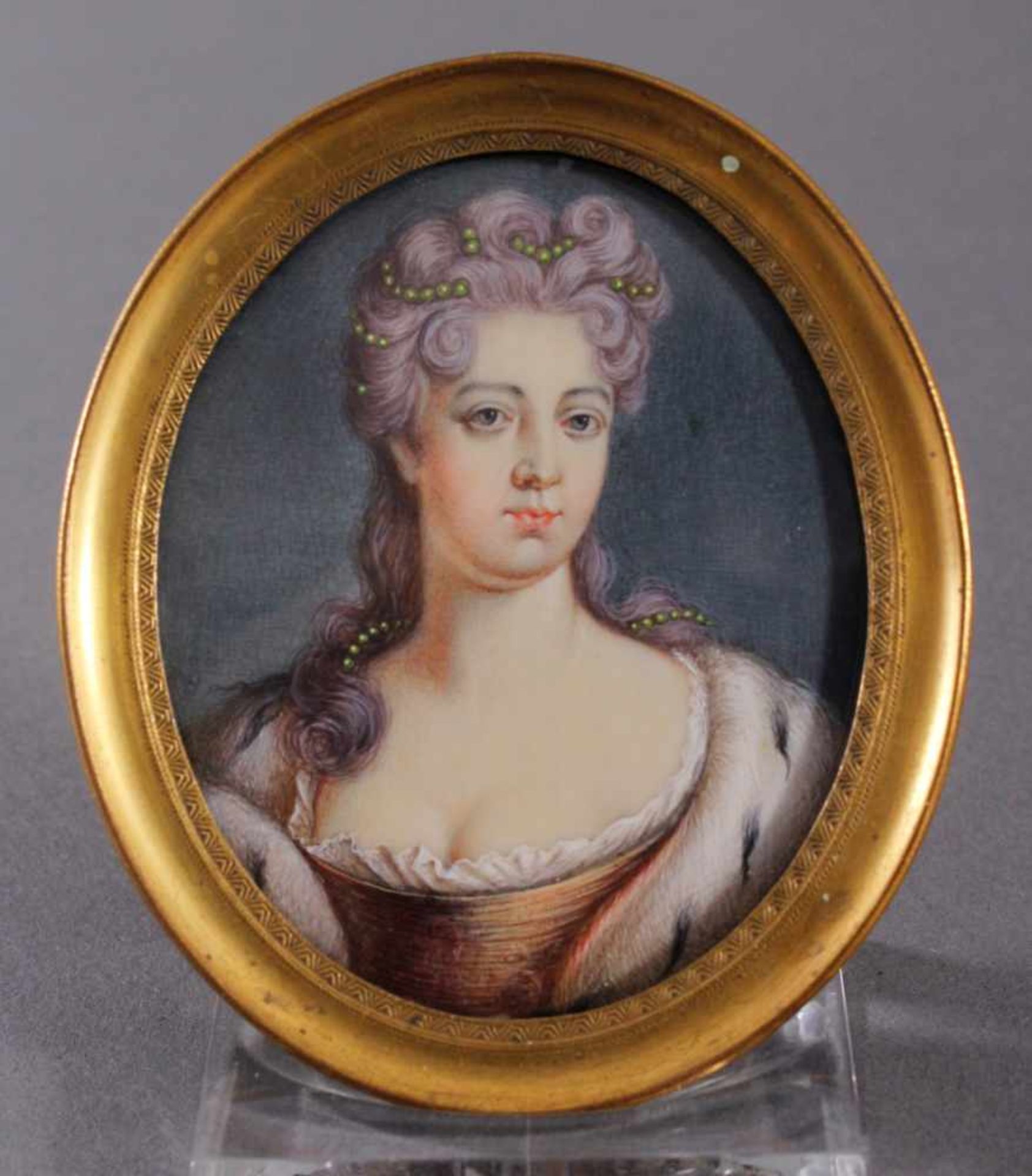 Miniaturportrait des 18. JahrhundertsÖl auf Elfenbein, Portrait von Sophie Dorothea Marie von - Bild 3 aus 4