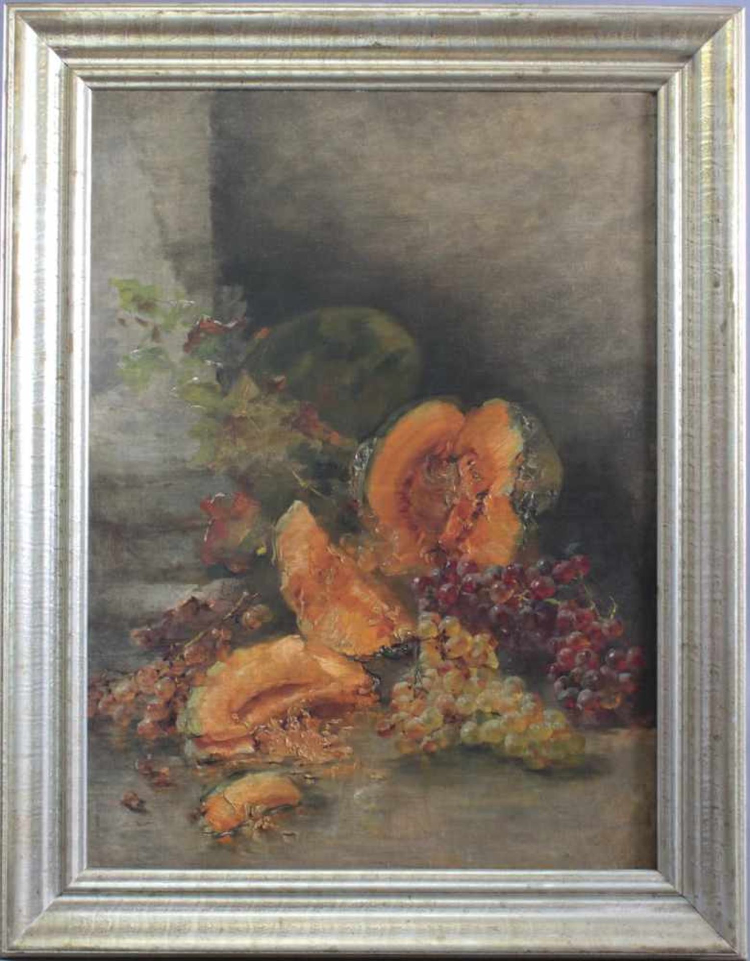 Stilleben mit Früchten, unbekannter Künstler des 20. Jh.Öl auf Faserplatte gemalt, gerahmt, ca. 75 x