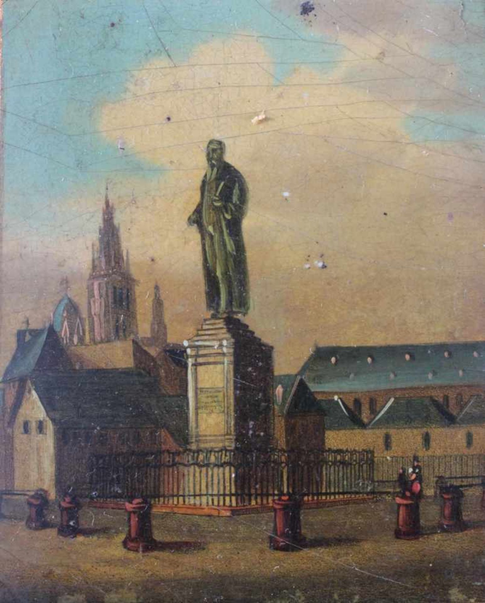 Bemalte Deckel wohl Stobwasser, Braunschweig, 19. JahrhundertPappmaché/Öl, "Städteansichten mit - Bild 2 aus 8
