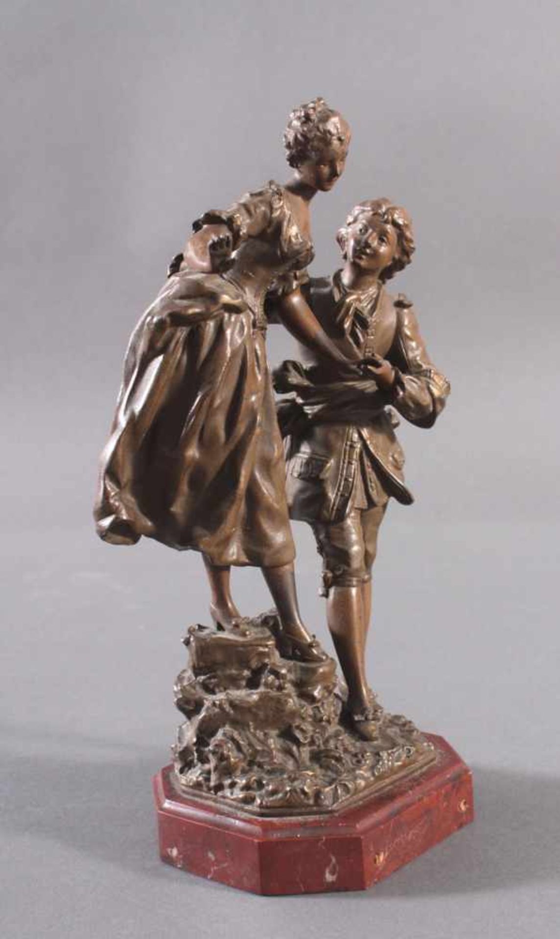 Ernest Rancoulet (1870 - 1915)Bronze mit brauner Patina. Auf achtkantiger Plinthe aus rotem Marmor - Bild 2 aus 6