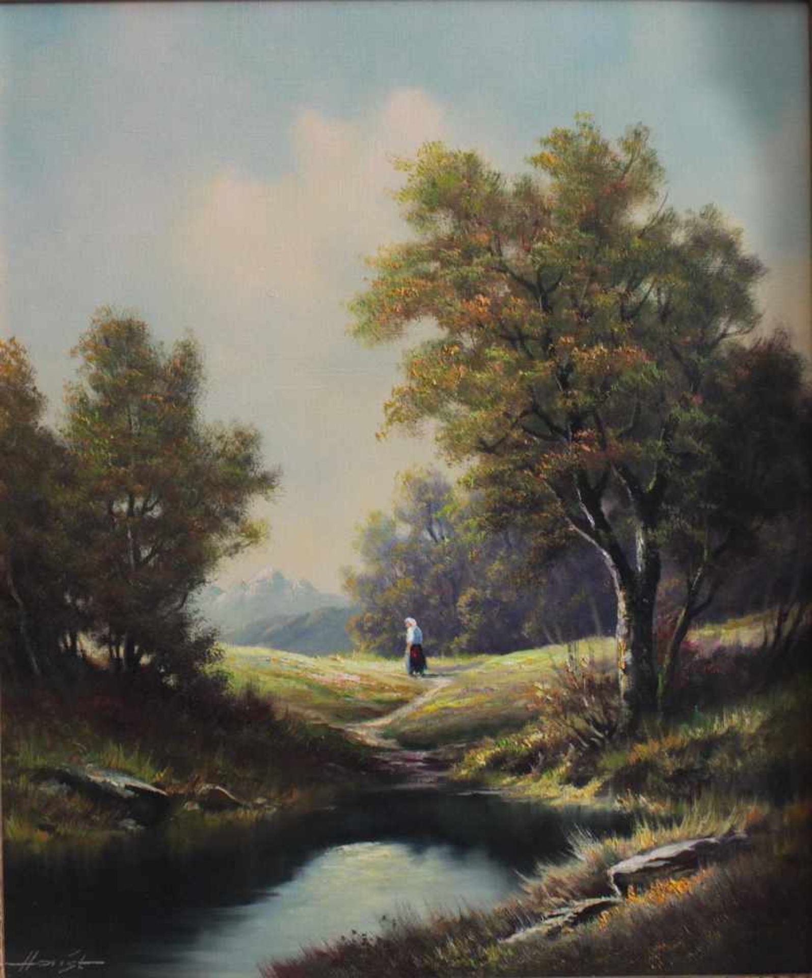 Haist ?-?. Sommerliche Flusslandschaft mit PersonenstaffageÖl auf Leinwand gemalt, unten links - Image 2 of 4