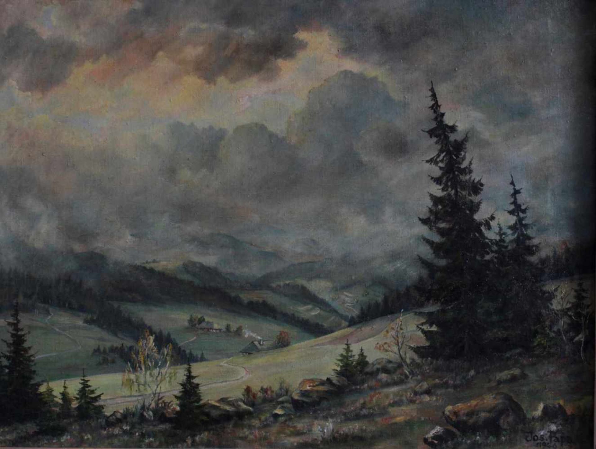 Johann Papa 1910-1988. Sommerliche SchwarzwaldlandschaftÖl auf Leinwand gemalt, unten rechts - Bild 2 aus 4