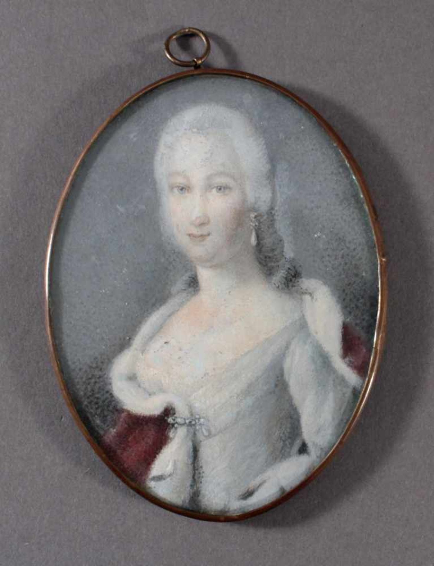Die junge Karoline Henriette von Pfalz-Zweibrücken (1721 - 1774). MiniaturportraitGuache auf