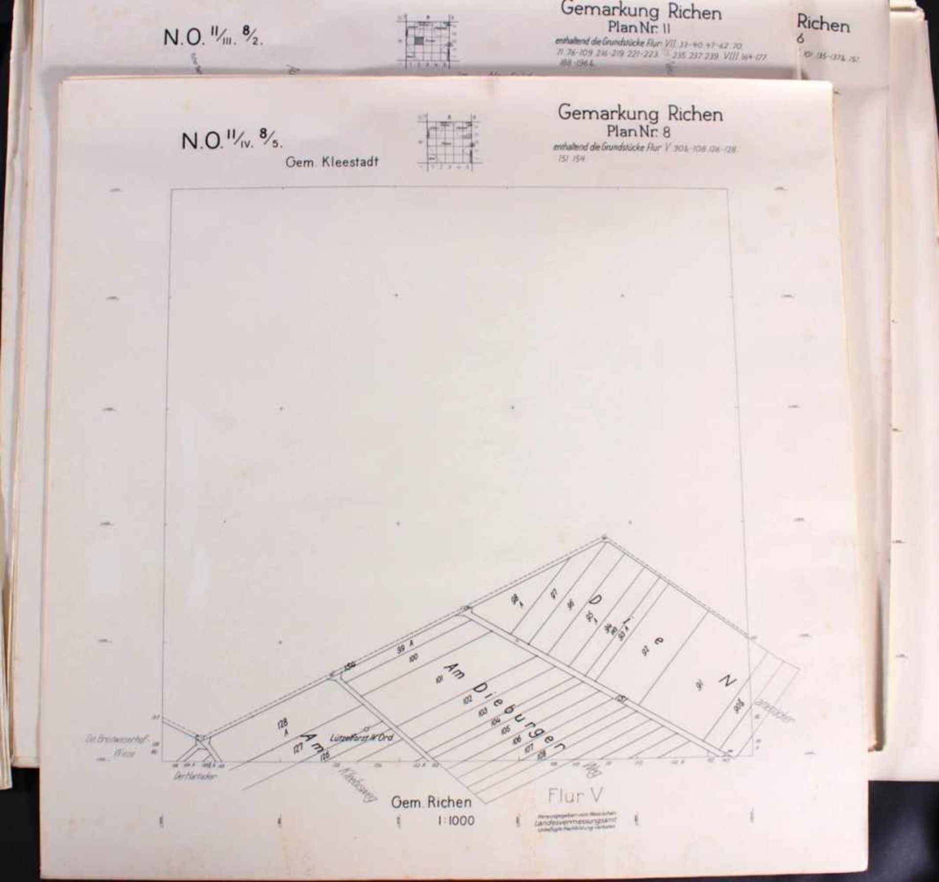 Schwarzdrucke der Grundstückspläne der Gemarkung RiechenWeit über 50 Schwarzdrucke in großer ( - Bild 6 aus 7