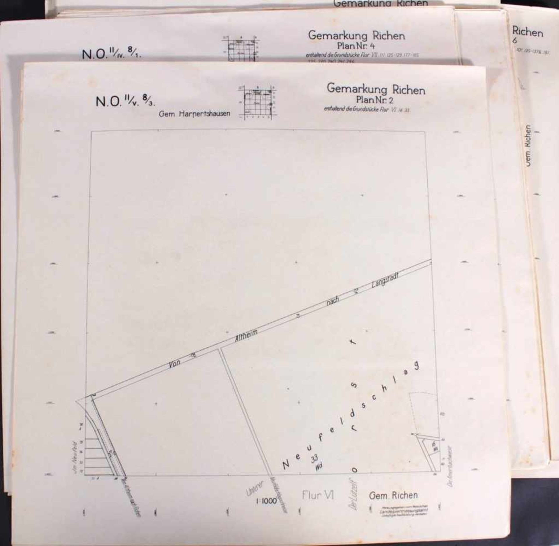 Schwarzdrucke der Grundstückspläne der Gemarkung RiechenWeit über 50 Schwarzdrucke in großer ( - Bild 3 aus 7