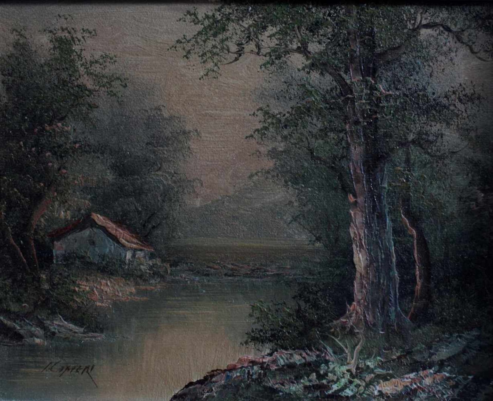 Irene Cafieri (xx), 3 LandschaftsgemäldeÖl auf Leinwand gemalt, signiert, gerahmt, ca. 20 x 25 cm, - Image 4 of 5