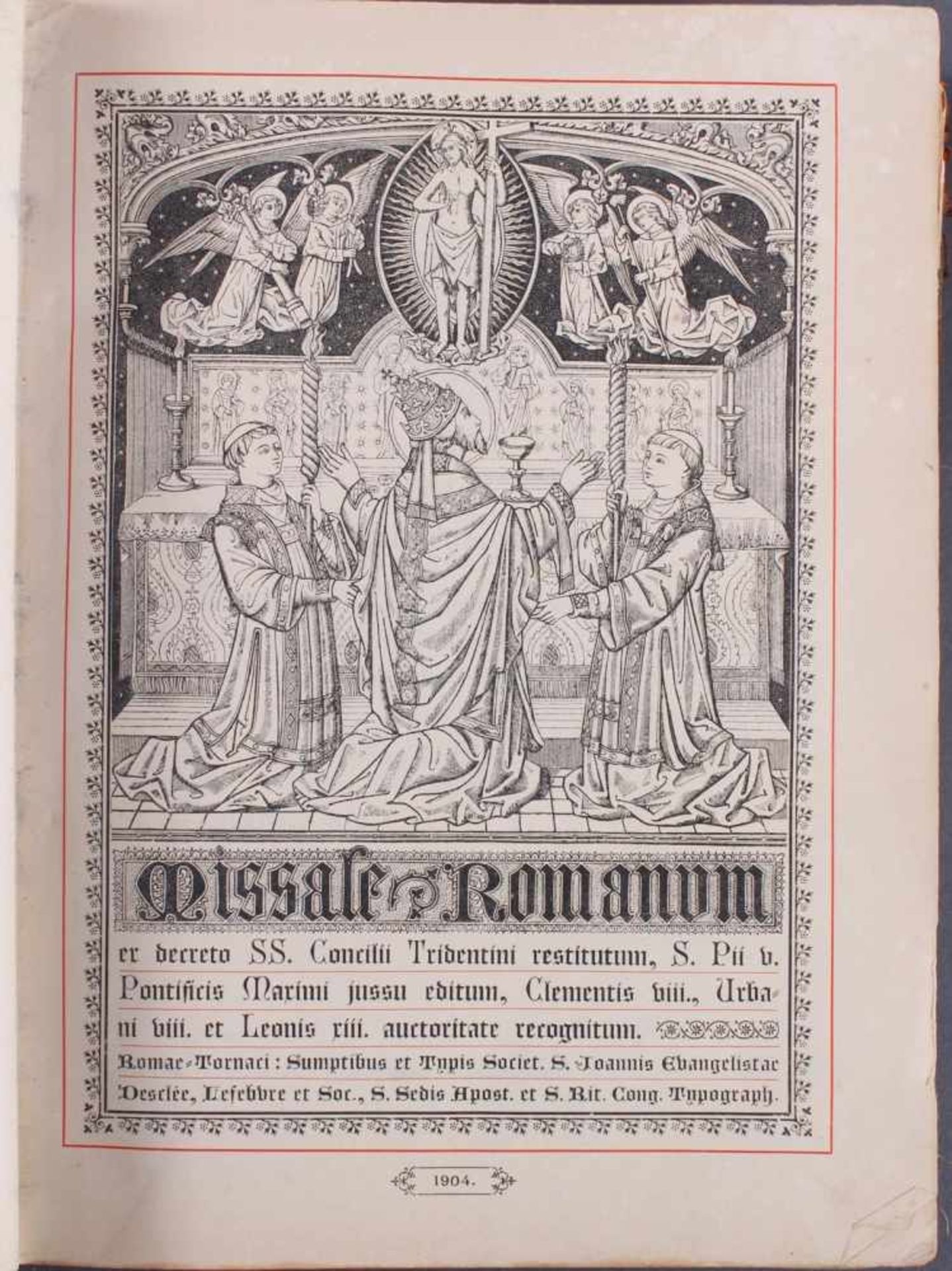 Missale Romanum von 1904Ledereinband ohne Beschläge. Gebrauchsspuren.Maße ca. 30 x 23 x 6 cm.- - - - Bild 2 aus 3