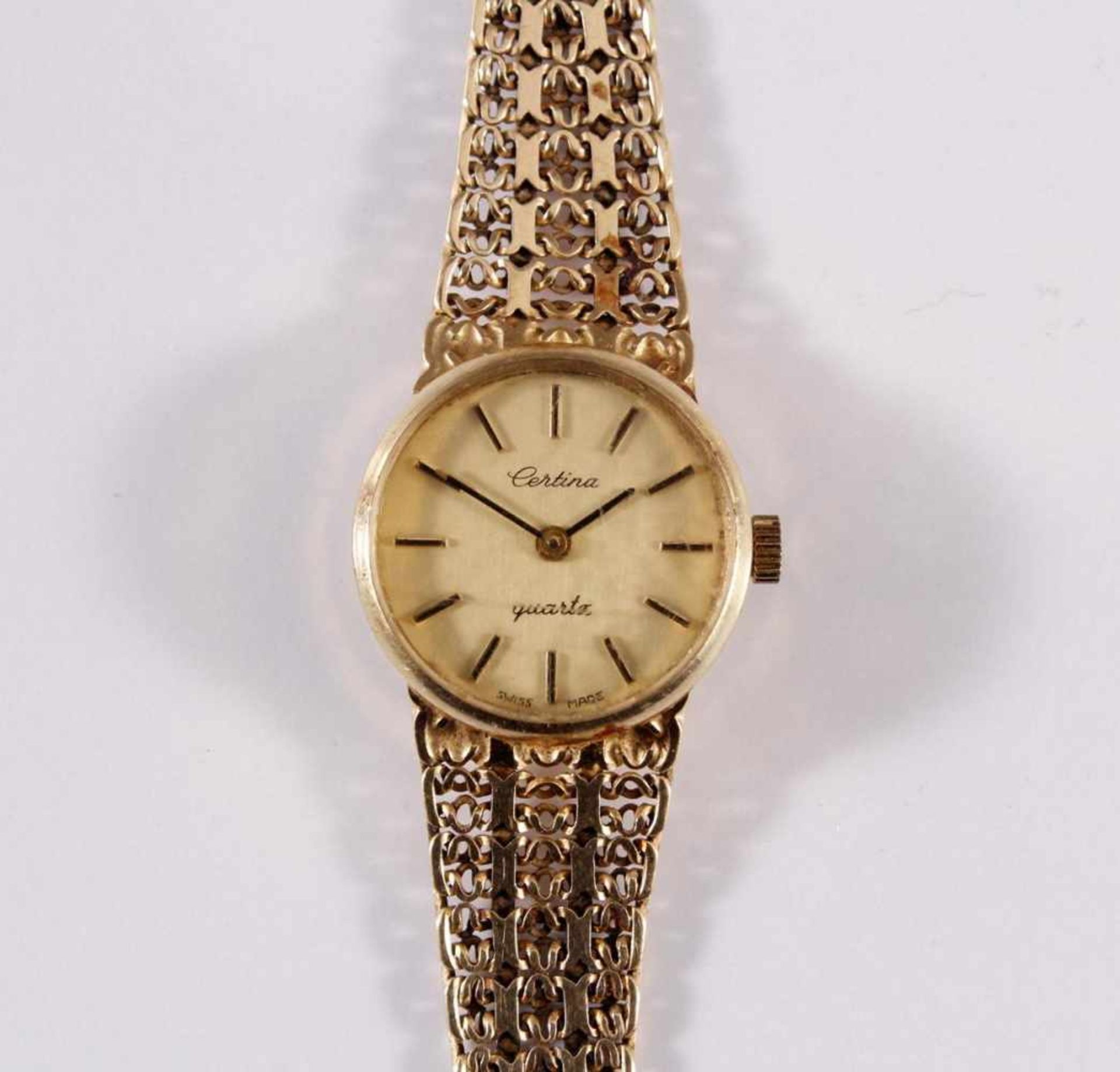Damenarmbanduhr der Marke Sertina, 14 kt GelbgoldAm Verschluss punziert 585, auf dem Uhrendeckel - Bild 2 aus 5