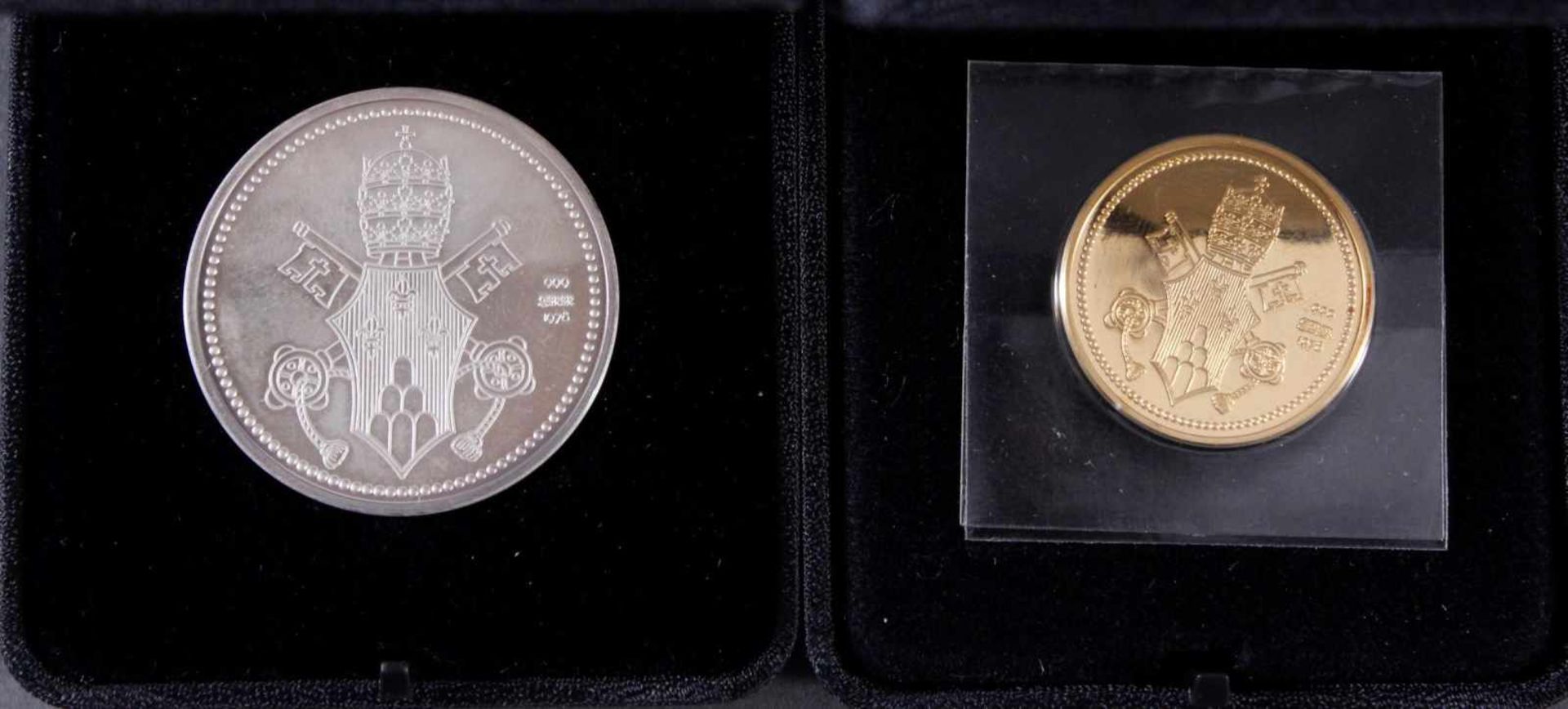 Die Papst Paul VI. Gedenkmedaillen in Silber und GoldGoldmedaille, 999er Gold, D-2,6 cm, 8 g. - Bild 3 aus 4