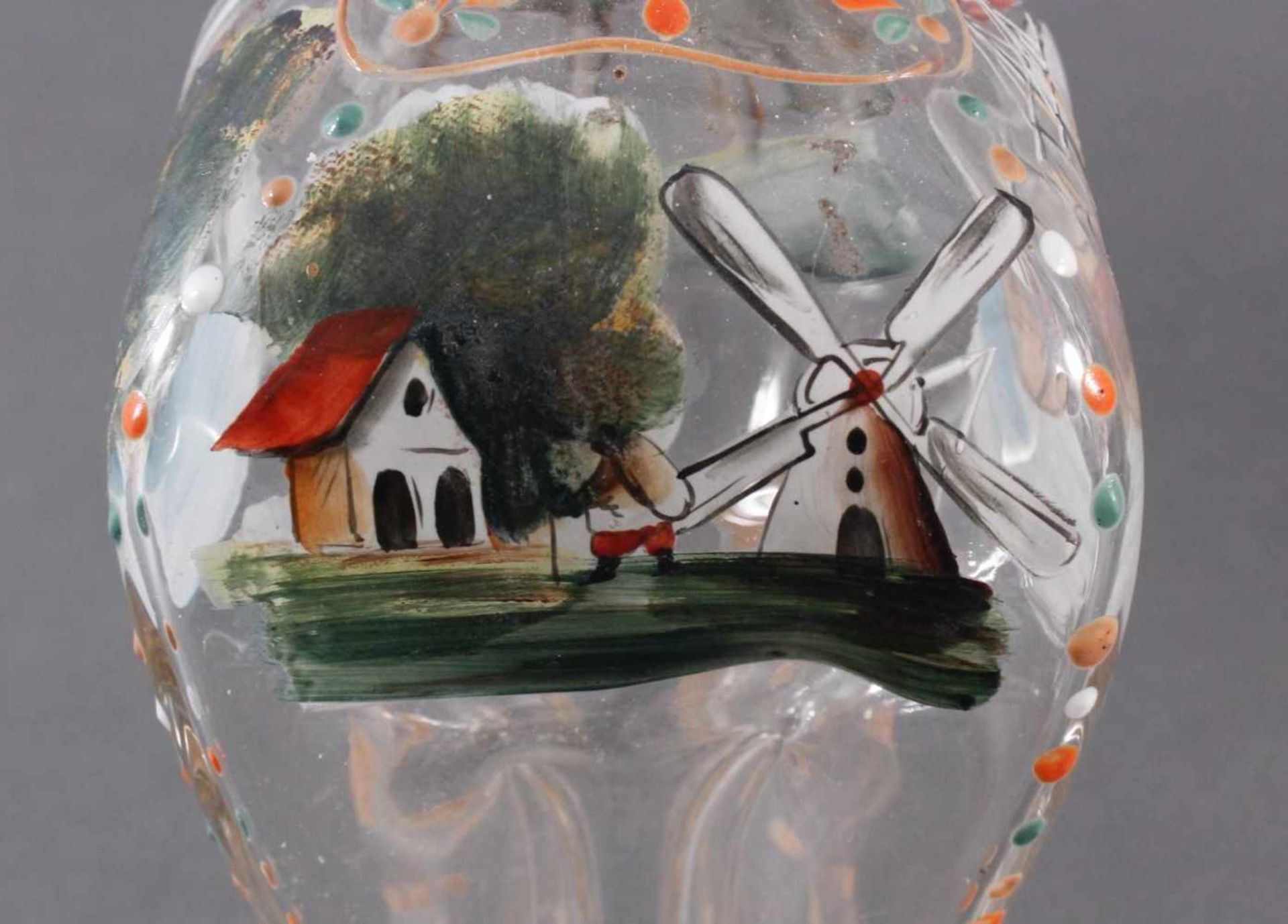 Flasche mit Stöpsel aus dem 18. Jh.Klarglas mit Lufteinschlüssen, tief gemuldeter und polierter - Image 6 of 11